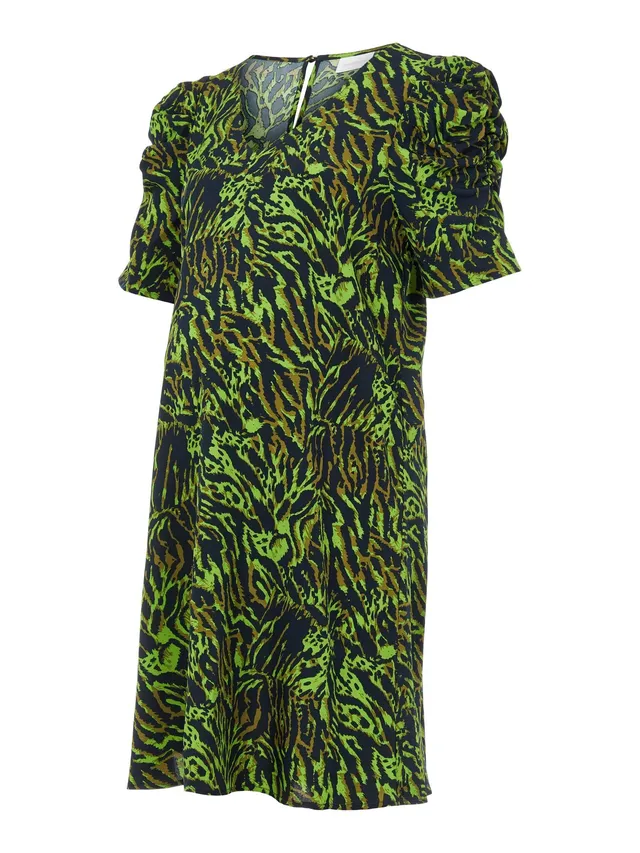 mamalicious-mlem-umstandskleid-mit-animalprint-und-puff-rmeln-minikleid-schwarz- image 1