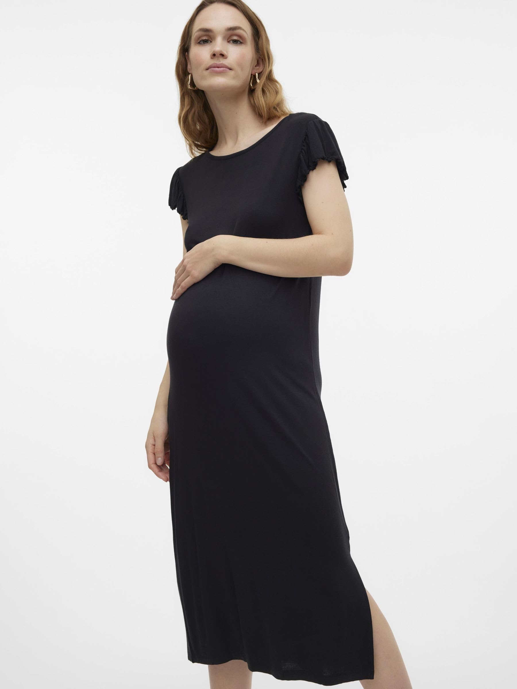 mamalicious-mlmolly-umstandskleid-midi-kleid-mit-rundhals-kappen-rmeln-bindeg-rt image 5