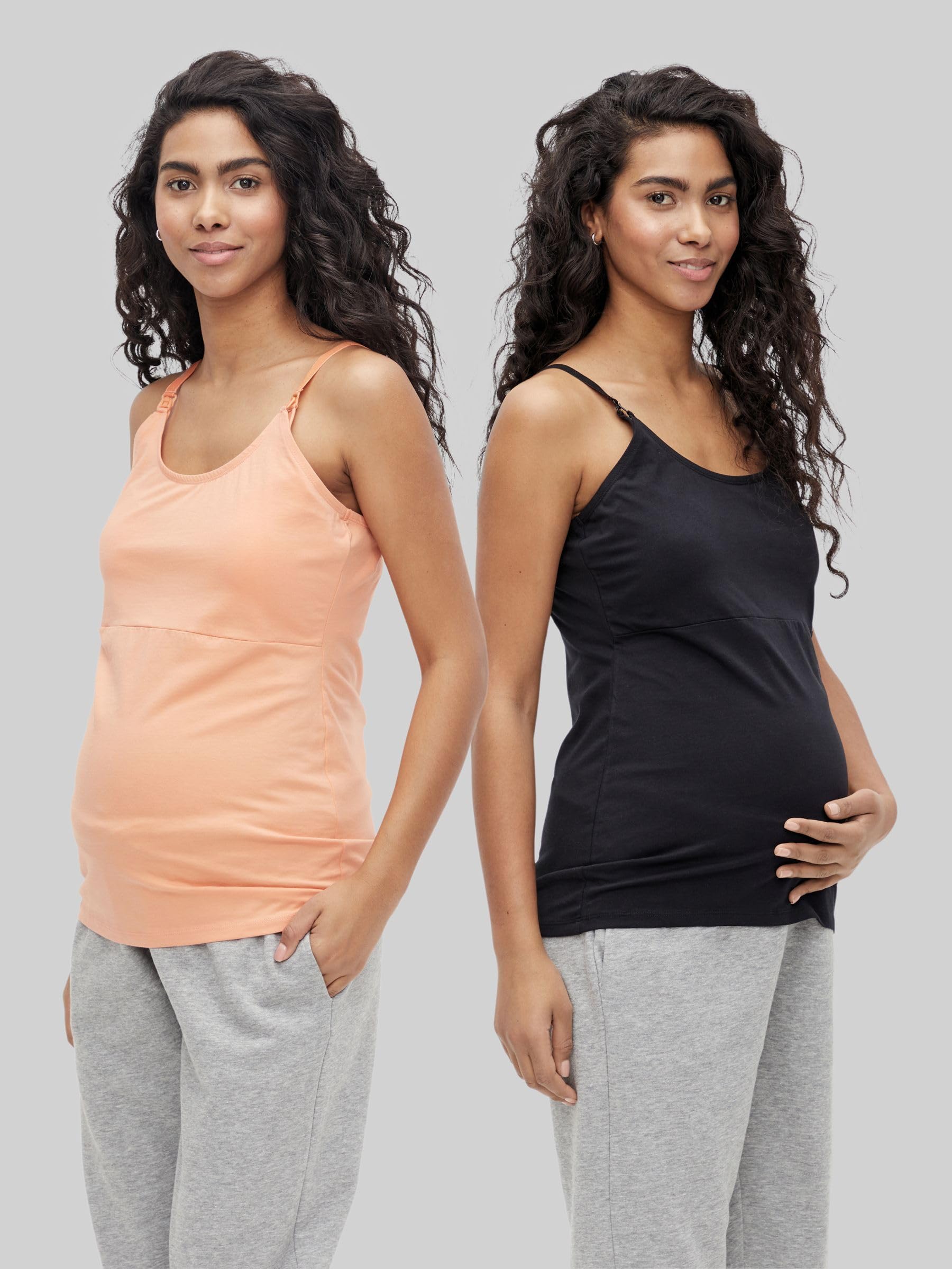 mama-licious-damen-mlkerrie-strap-2f-2-p-a-top-black-pack-shell-coral-m-2er-set- image 2