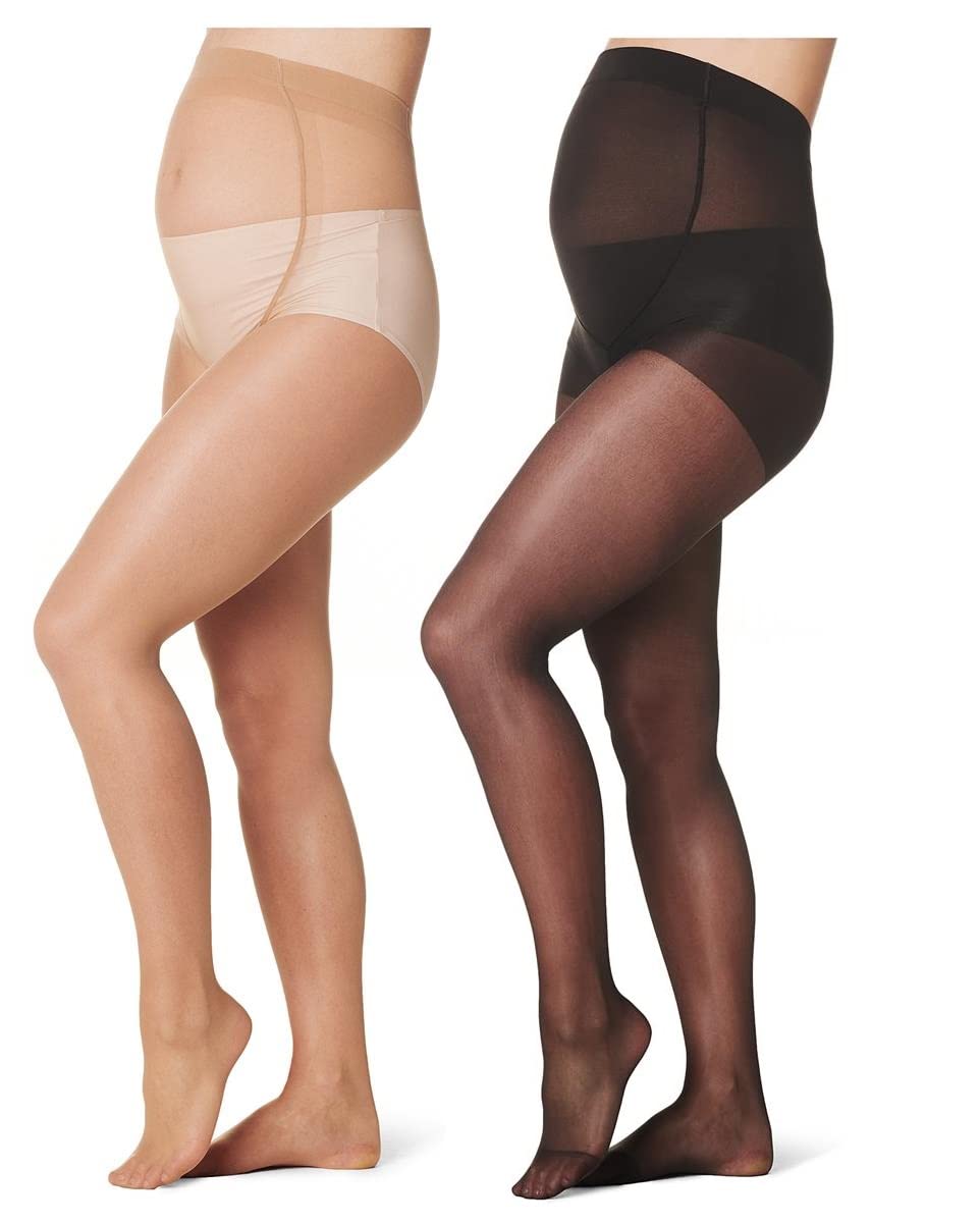 noppies-umstandsstrumpfhose-15-denier-93001-seidengl-nzend-2er-pack-nude-schwarz image 1