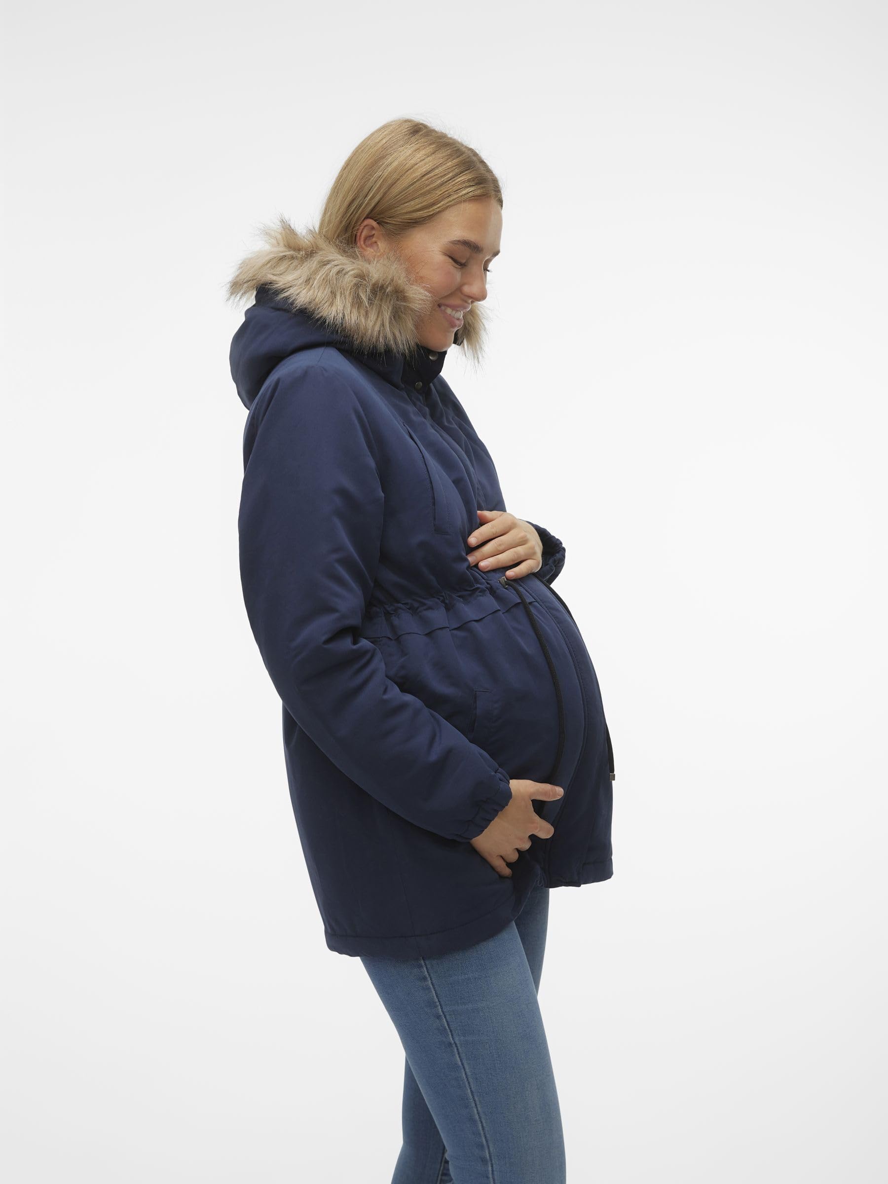 mamalicious-langer-parka-umstands-jacke-gef-ttert-mit-kapuze image 2