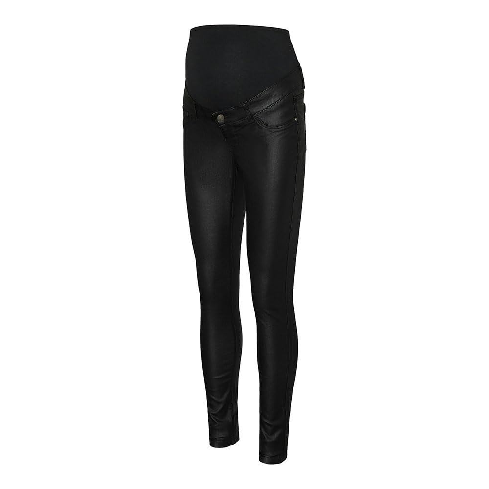 mamalicious-damen-jeans-ml-santos-slim-coated-umstandsjeans-in-schwarz-28w-32l image 1