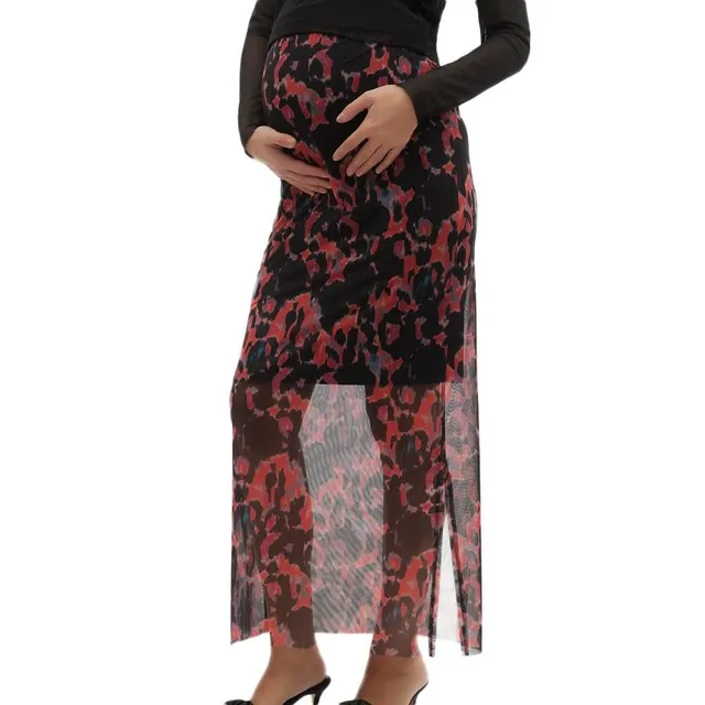 mamalicious-lella-damenrock-schwarz-rot-hohe-taille-bedruckt image 1