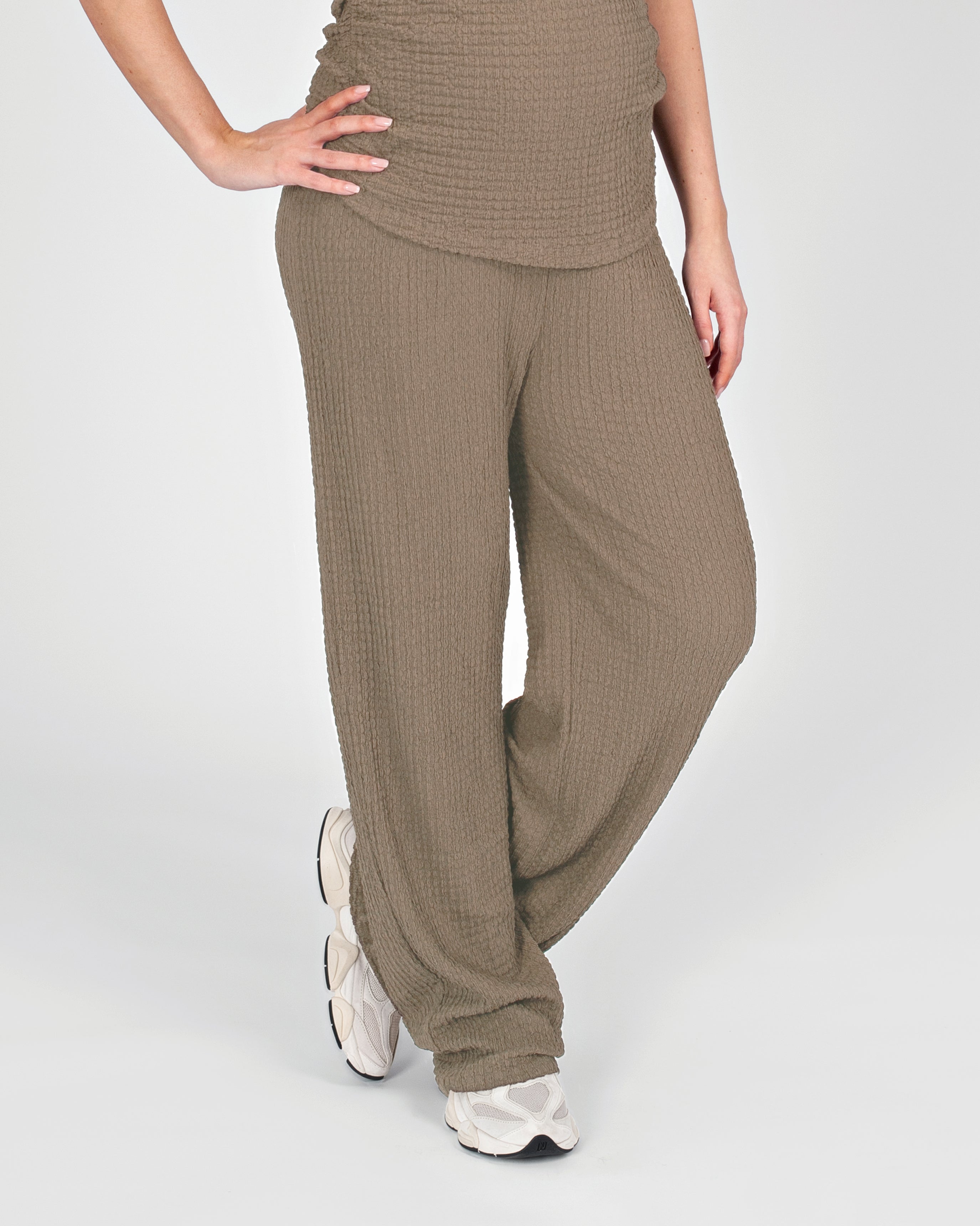love2wait-pants-taupe-umstands-hose-aus-wrinkle-jersey image 1