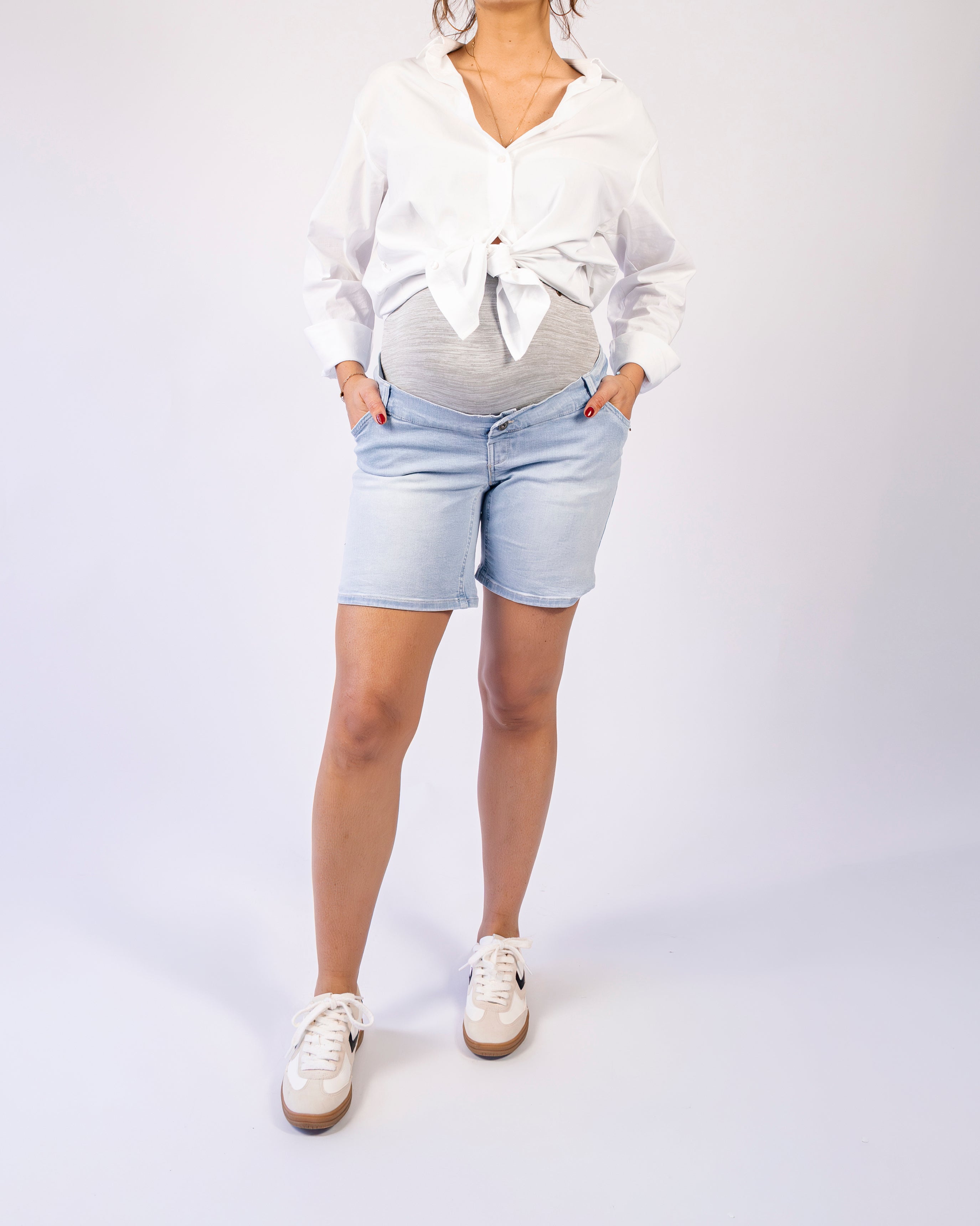 love2wait-jeans-short-long-light-wash-umstands-bermuda-mit-bauchband image 3