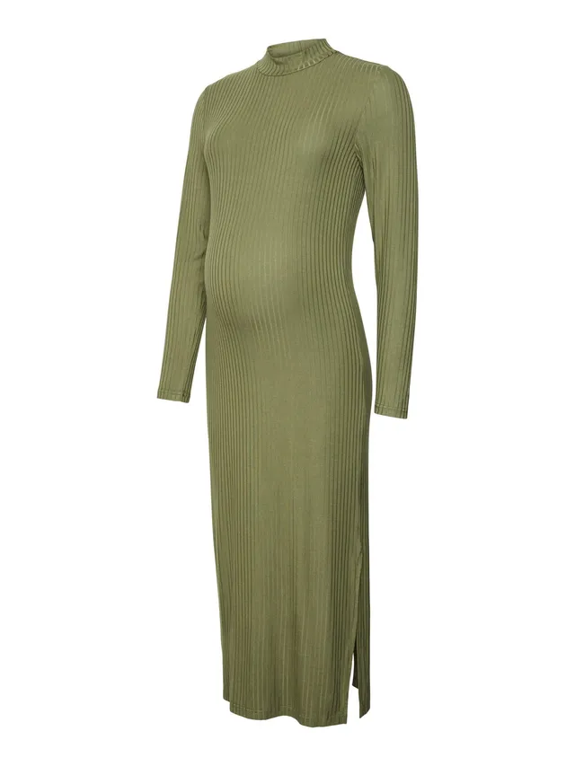 mamalicious-damen-kleid-mltrinity-high-neck-jrs-midi-dress-noos-stehkragen-seite image 1
