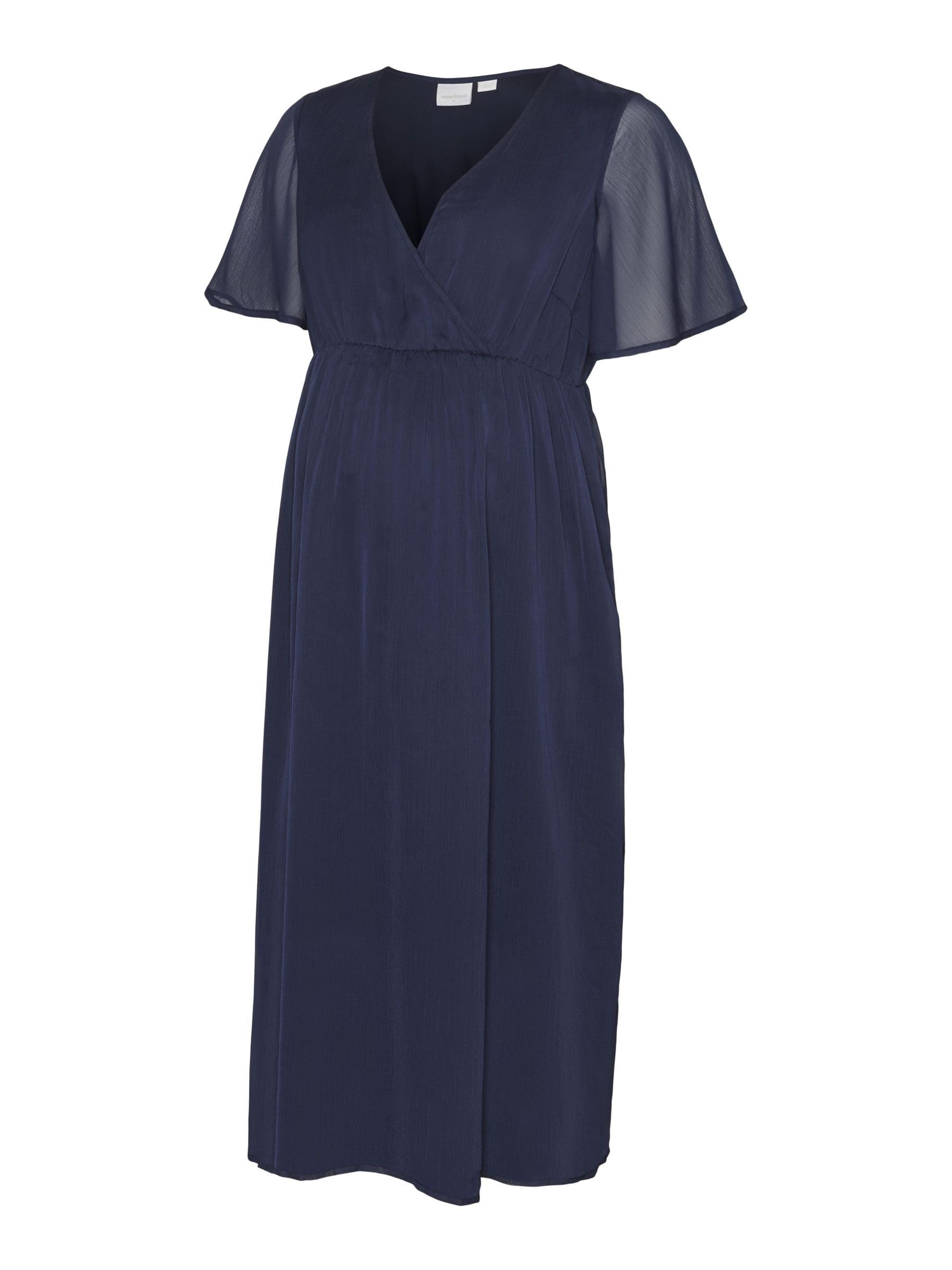 mamalicious-mluna-umstandskleid-party-kleid-mit-kurzarm-v-ausschnitt-und-midi-l- image 1