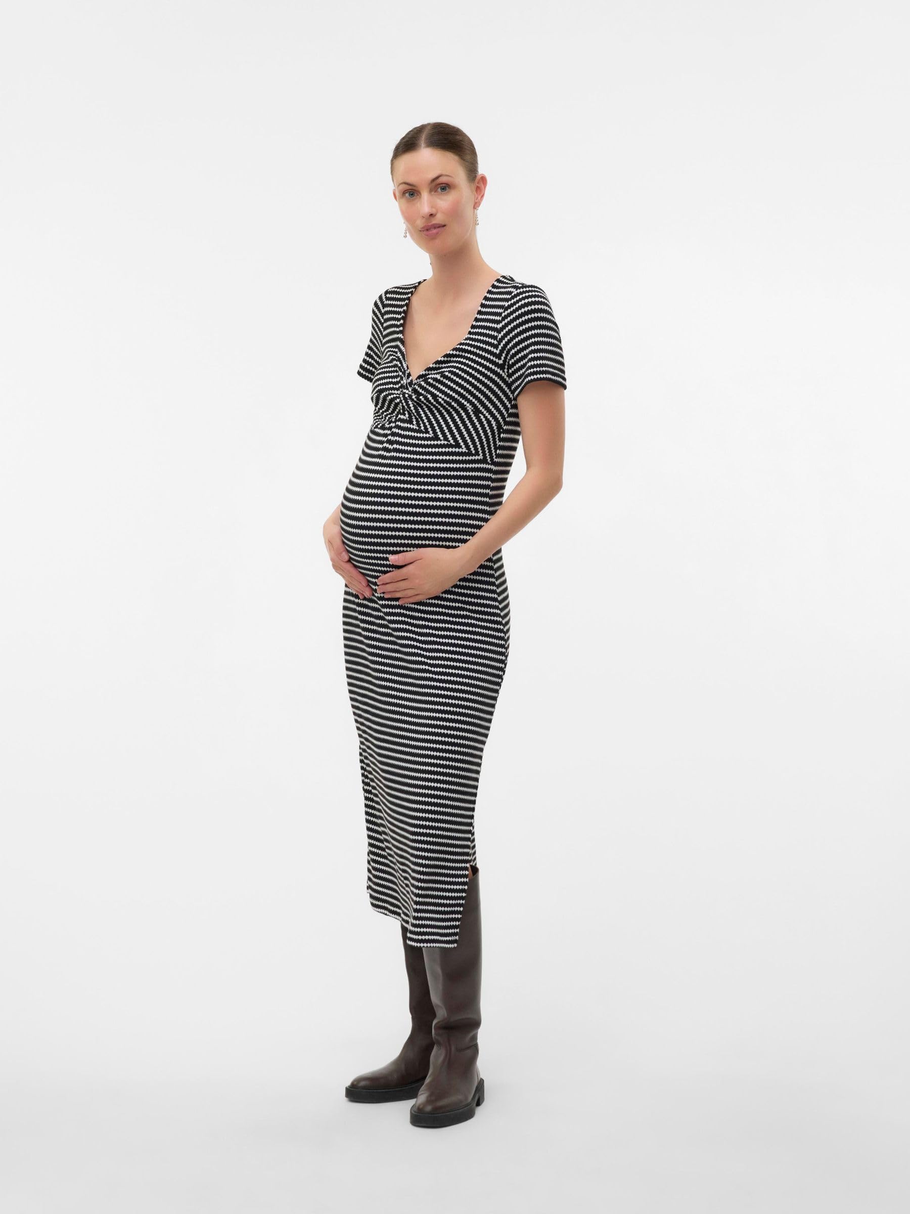 mamalicious-mlgabby-umstandskleid-mit-v-ausschnitt-und-kurzarm-normal-geschnitte image 3