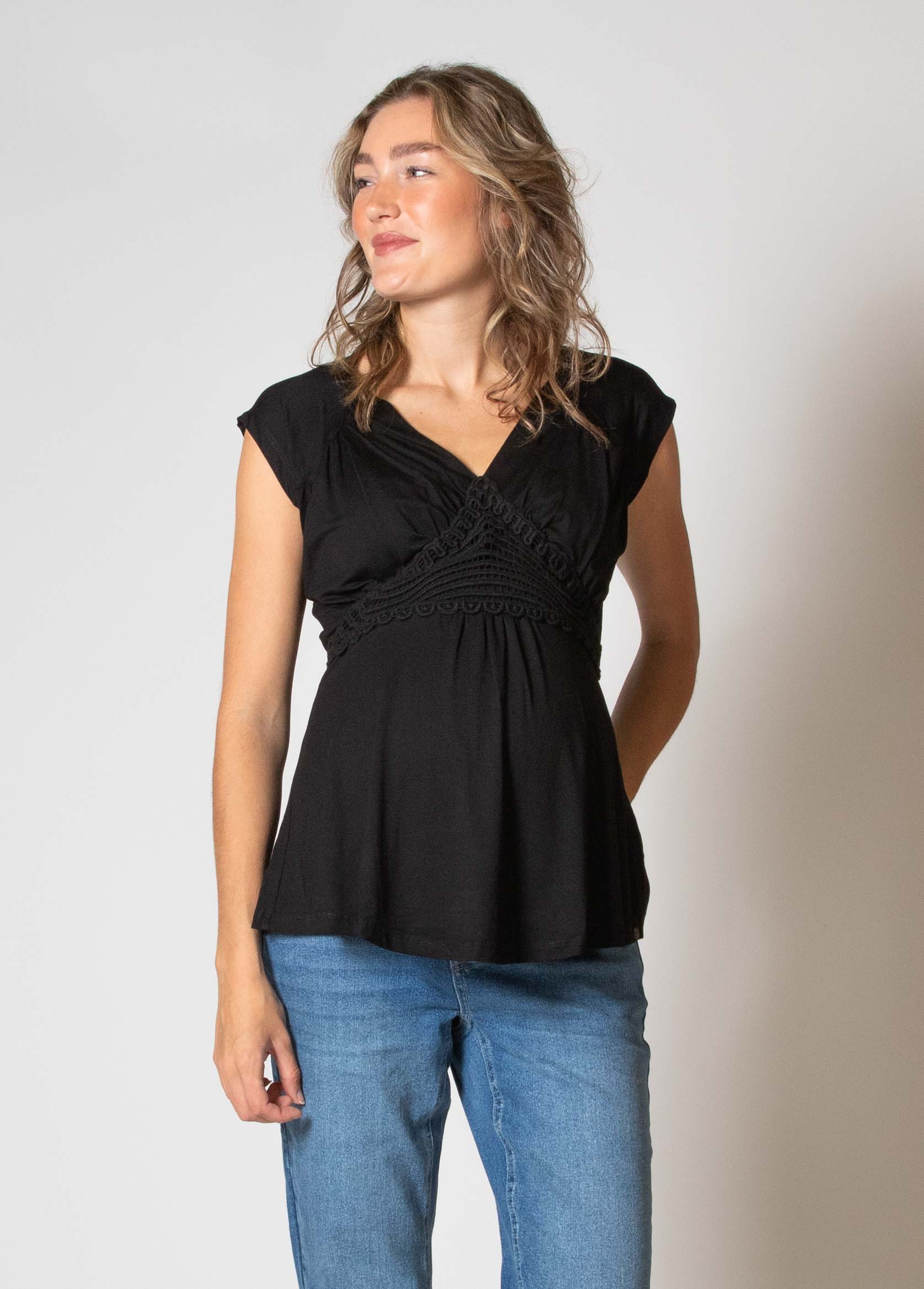 love2wait-still-shirt-kurzarm-v-ausschnitt-ecovero-schwarz image 1