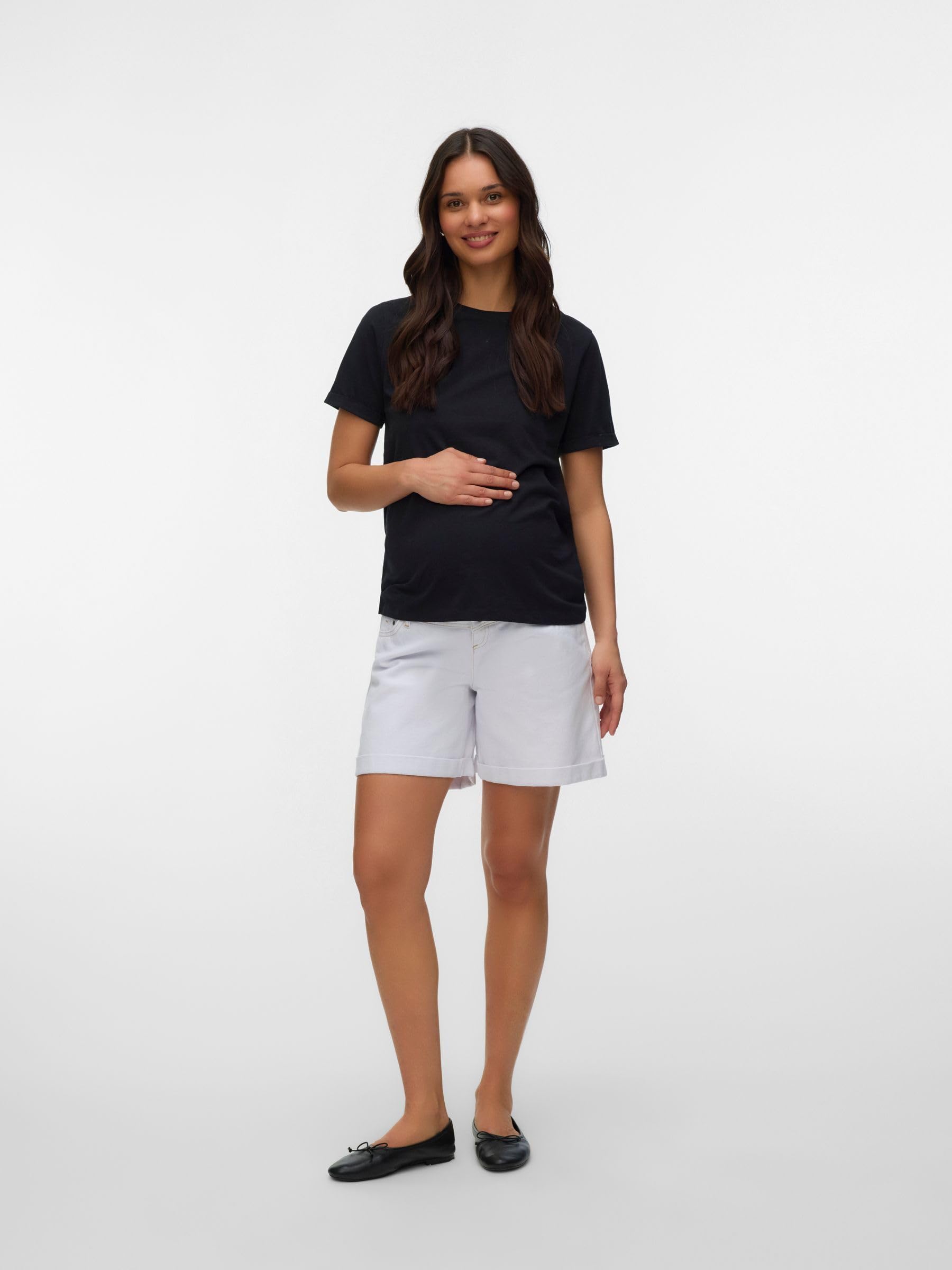 mamalicious-jeans-shorts-umstandshorts-mittlere-taille-umschlag-s-ume-5-pocket image 3