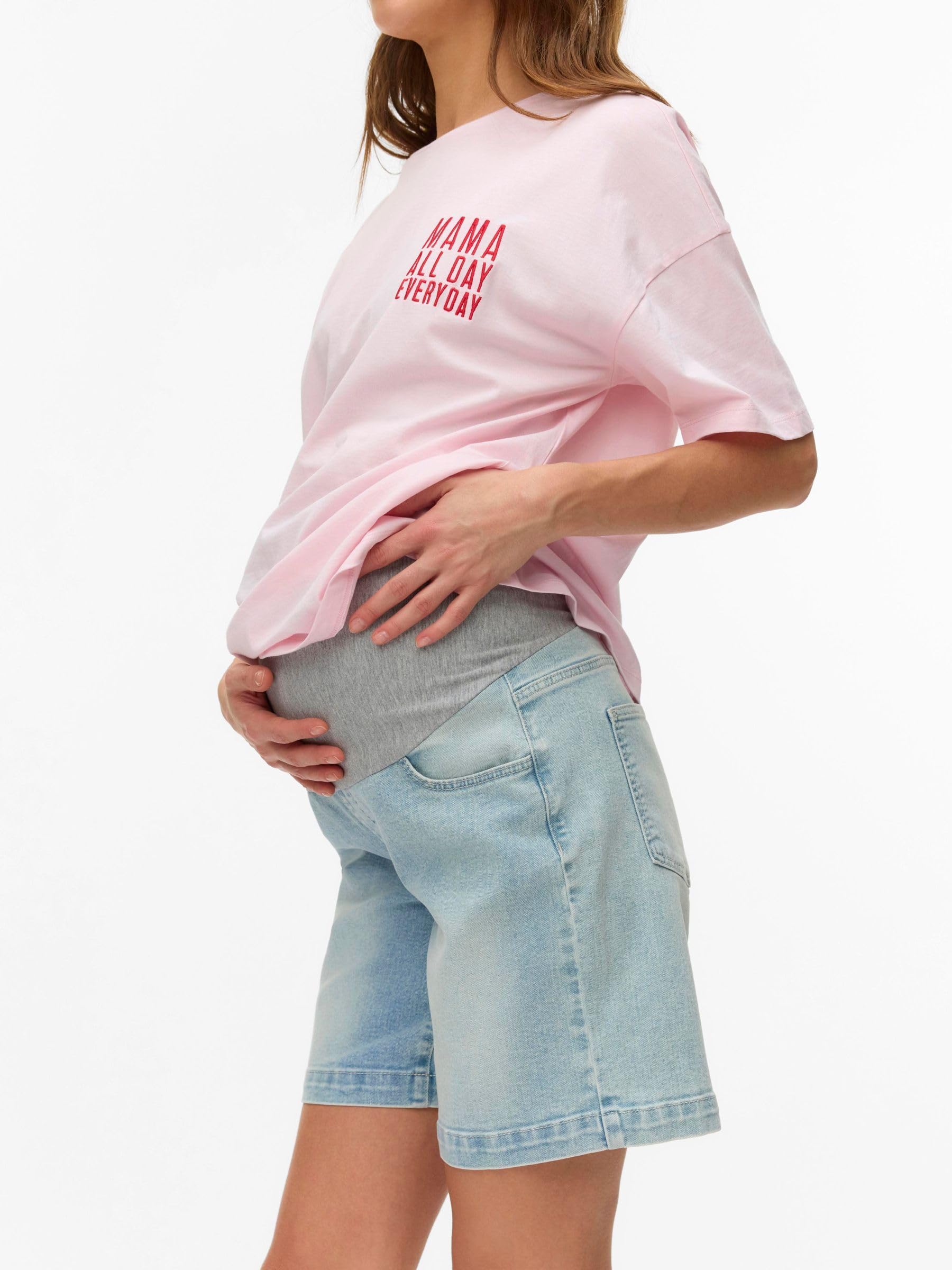 mamalicious-umstands-jeans-shorts-mlmila-slim-fit-mid-rise-knielang-mit-bauchban image 3