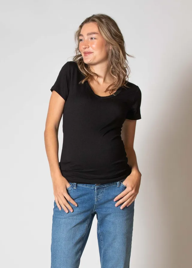 love2wait-shirt-v-neck-kurzarm-ecovero-schwarz image 1