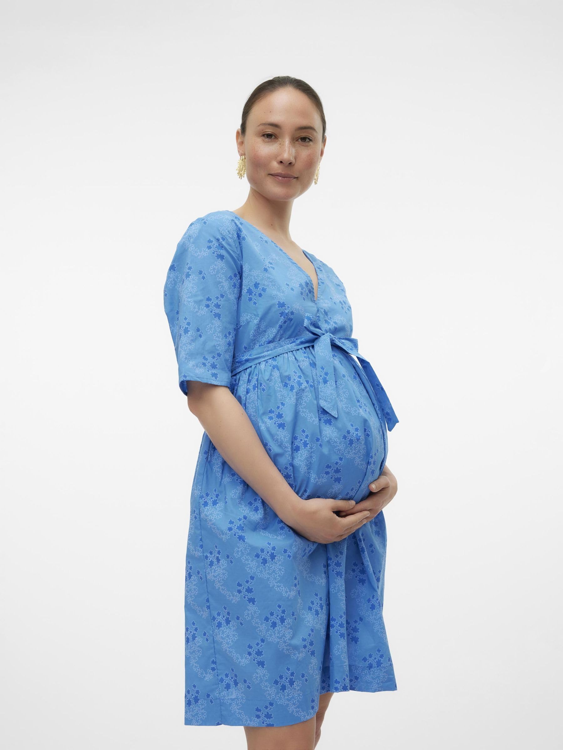 mamalicious-mlandie-umstandskleid-knielanges-kleid-mit-v-ausschnitt-halbarm-weit image 2