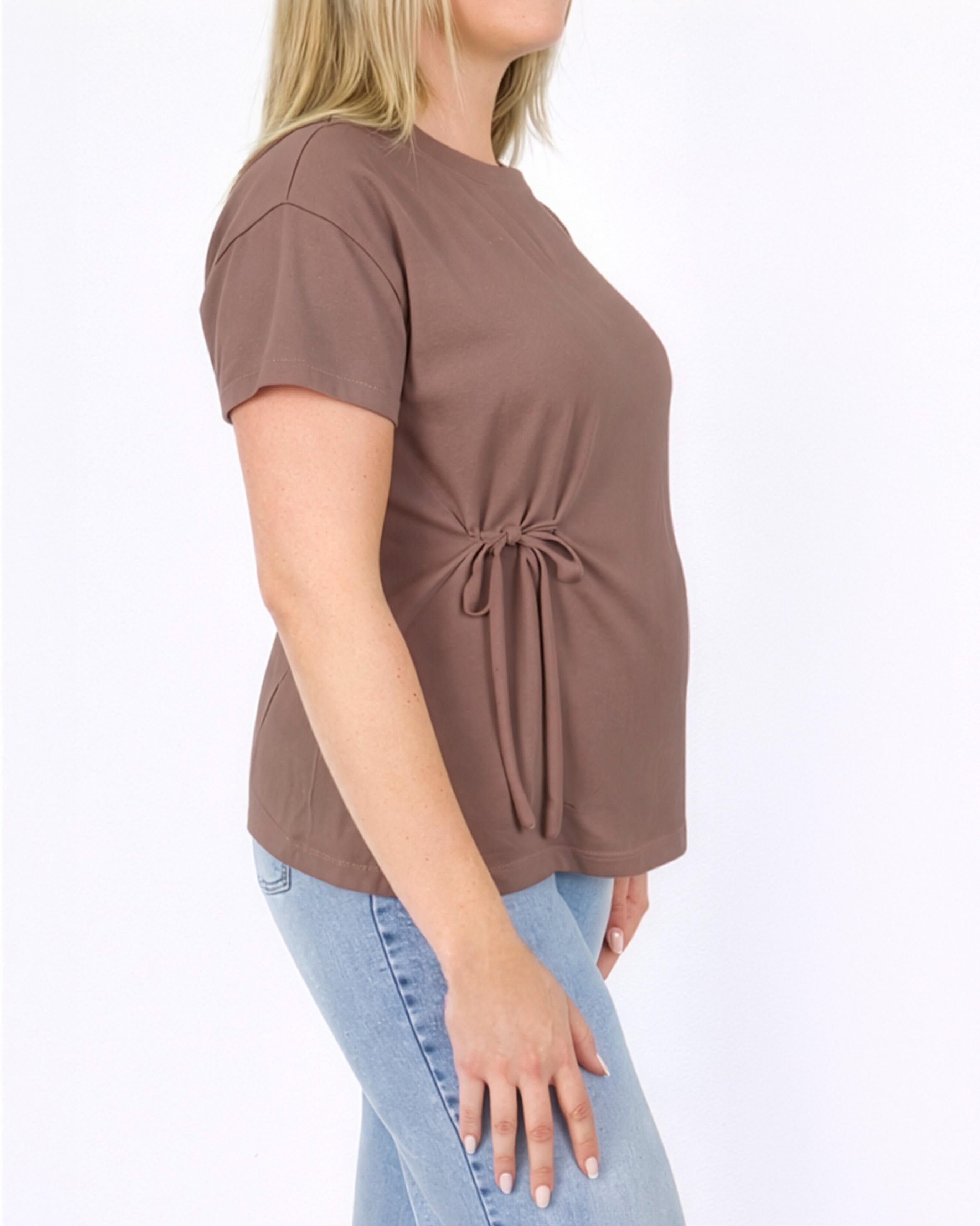 love2wait-umstands-t-shirt-in-taupe-mit-schleifendetail-vielseitiges-stilltop image 1