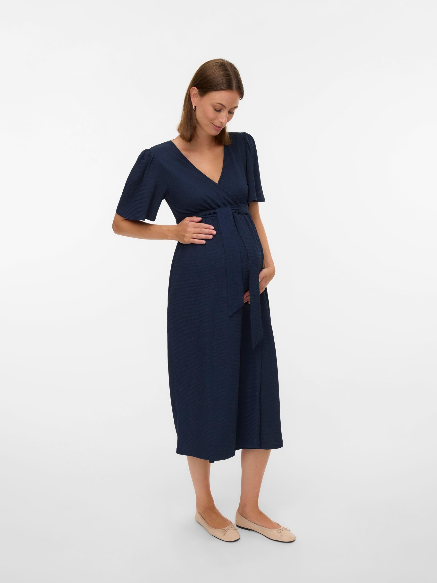mamalicious-mlselima-umstandskleid-2-in-1-stillkleid-v-ausschnitt-halbarm-midi-l image 2