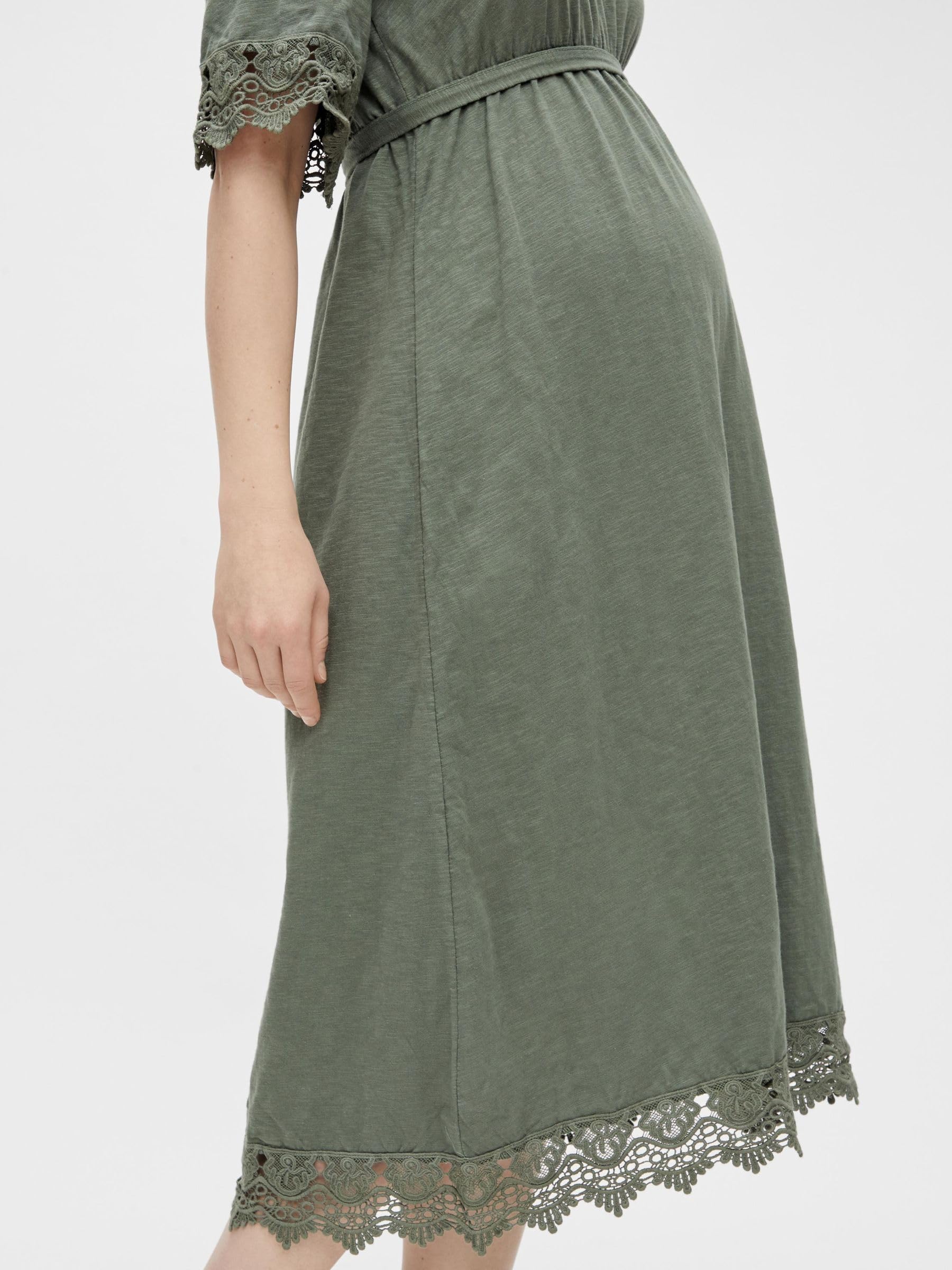 mamalicious-umstandskleid-mit-v-ausschnitt-midi-l-nge-crochet-details-bindeg-rte image 6
