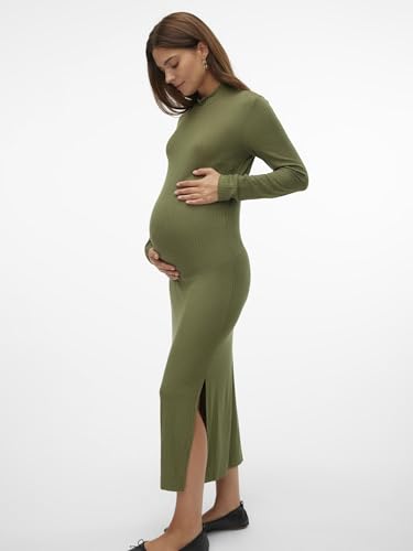 mamalicious-damen-kleid-mltrinity-high-neck-jrs-midi-dress-noos-stehkragen-seite image 8