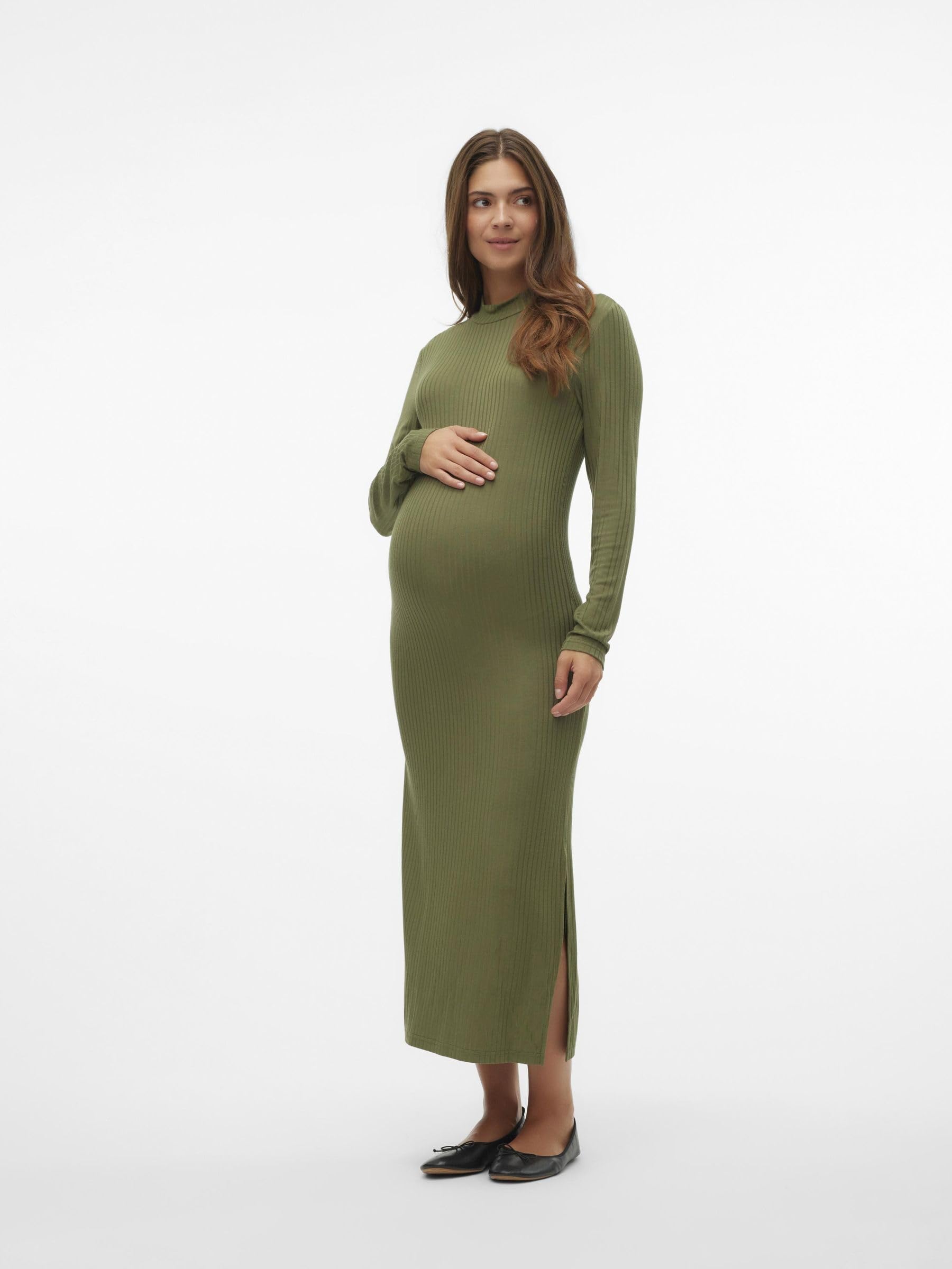 mamalicious-damen-kleid-mltrinity-high-neck-jrs-midi-dress-noos-stehkragen-seite image 6