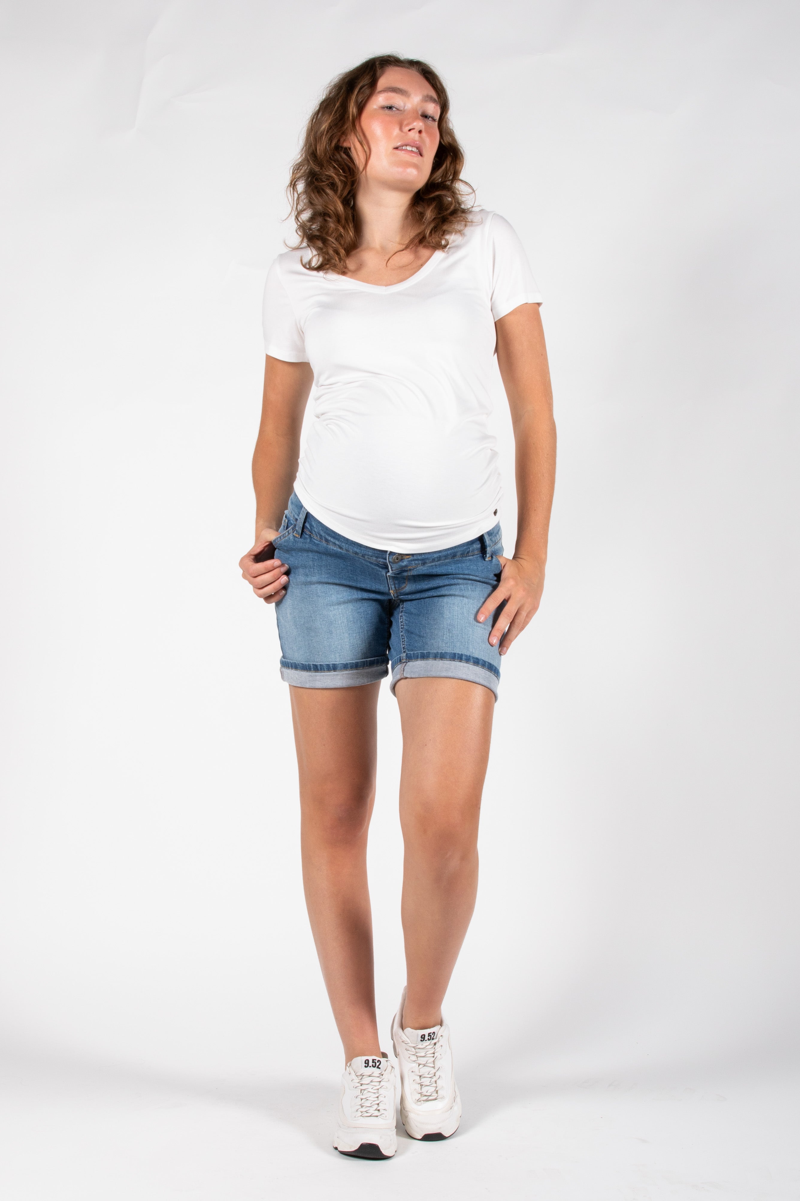 love2wait-jeans-short-long-stone-wash-umstands-shorts-mit-comfort-bund image 1