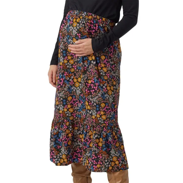 mamalicious-fina-damenrock-schwarz-rosa-bedruckt-hohe-taille image 1