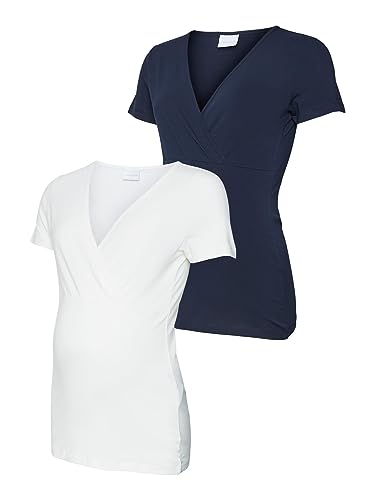 mamalicious-damen-umstandsshirt-mlpilar-2er-pack-wickeloptik image 4