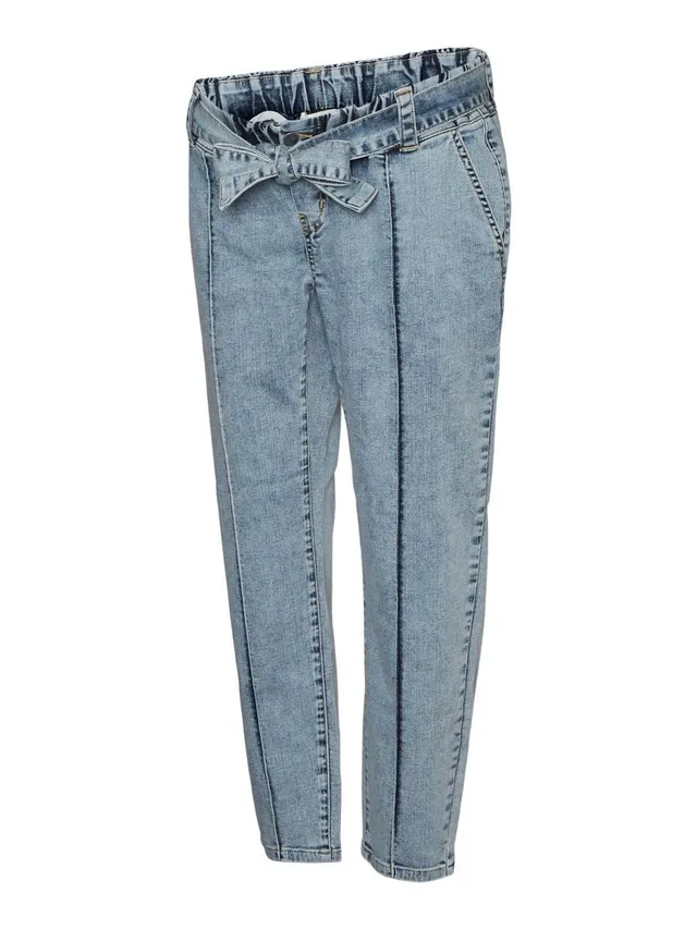 mamalicious-mlcedar-cropped-regular-jeans-umstandsjeans-mit-bindeg-rtel image 1