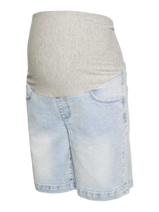 mamalicious-umstands-jeans-shorts-mlmila-slim-fit-mid-rise-knielang-mit-bauchban image 1