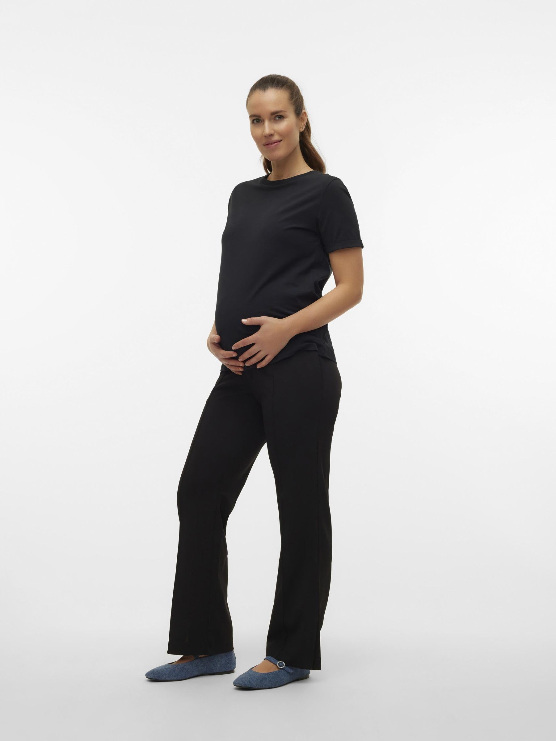 mamalicious-mlmila-damen-umstands-stoffhose-mit-elastischem-bund-pintuck-detail image 3