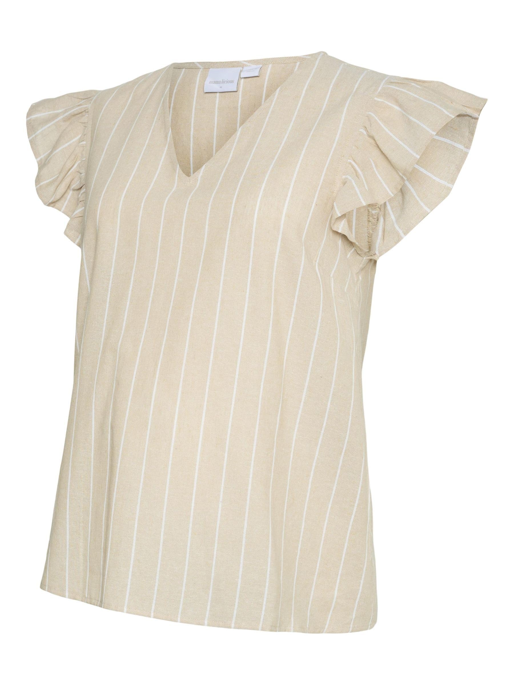 mamalicious-stillbluse-mlpilar-mit-v-ausschnitt-und-r-schen-kurz-rmelig-normal-g image 1