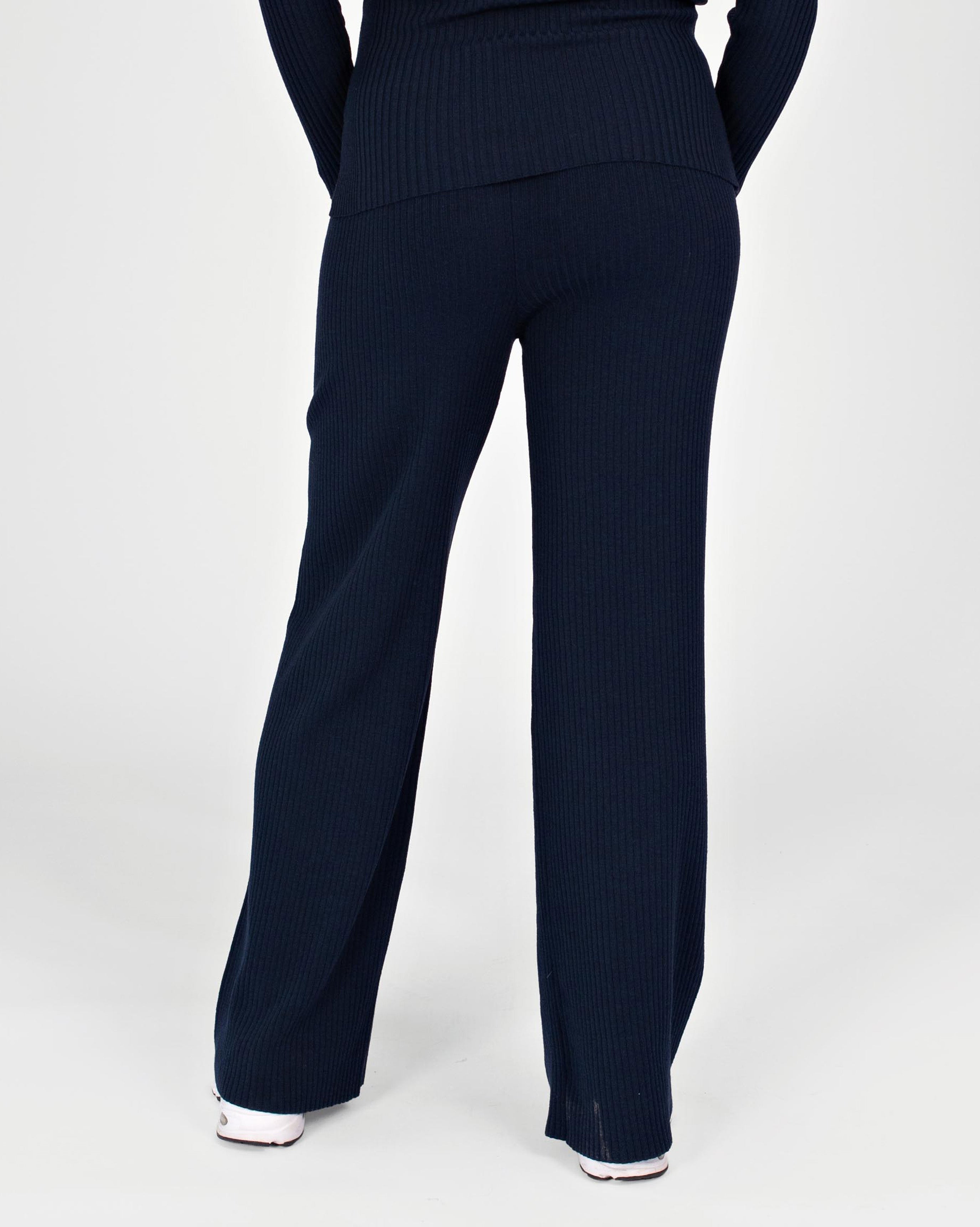 love2wait-pants-knit-weit-fallende-strickhose-mit-hohem-bund-navy-blue image 8