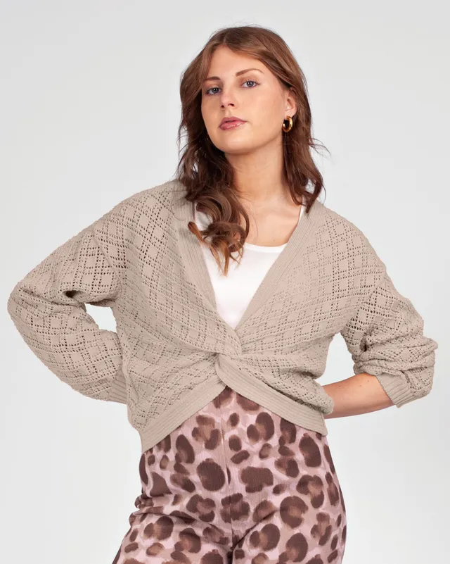 love2wait-cardigan-sand-offener-strickcardigan-mit-knopfdetail image 1