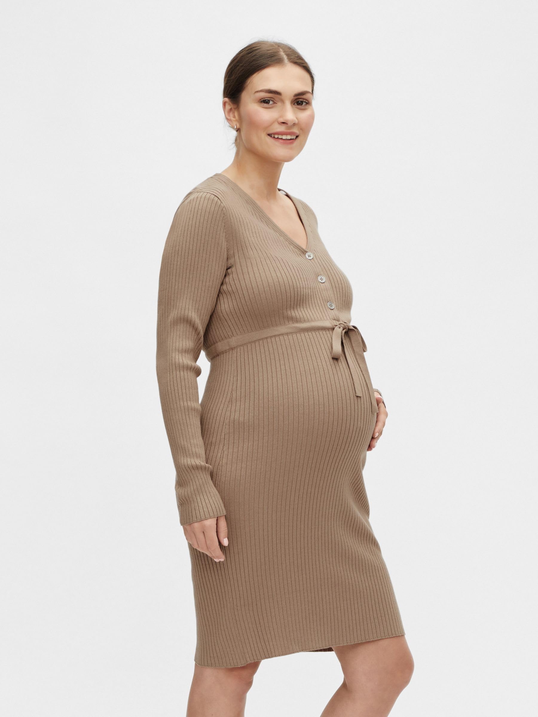 mamalicious-umstandskleid-mlmacy-mit-v-ausschnitt-und-bindeg-rtel-knielang-visko image 2