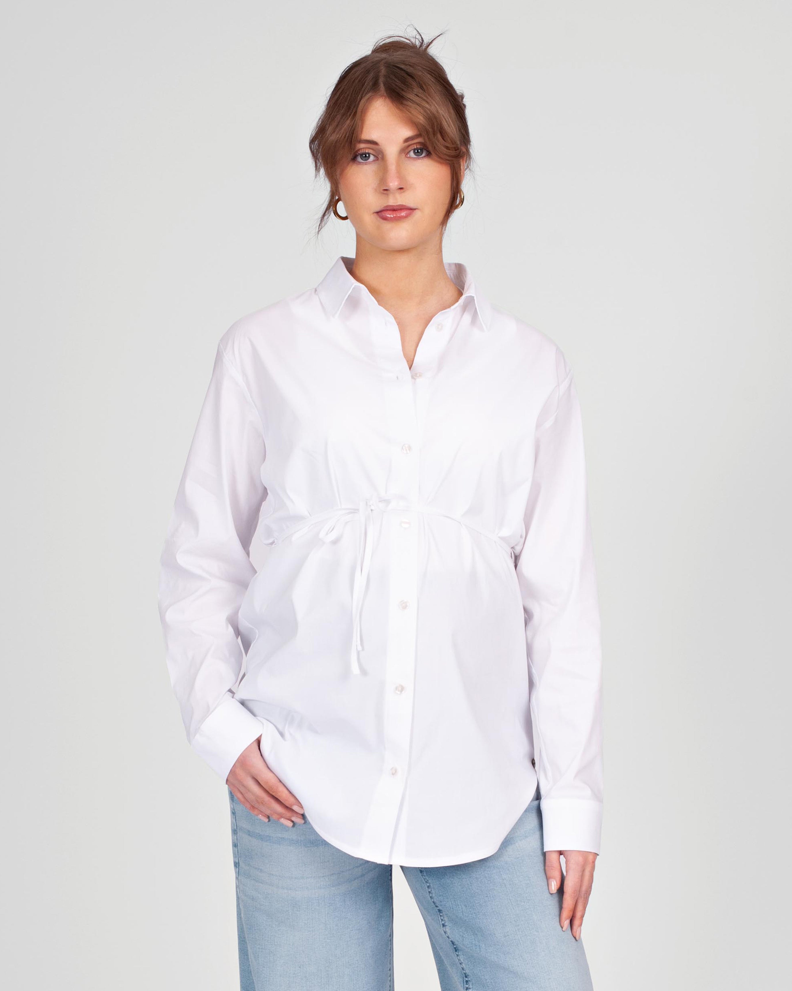 love2wait-bluse-klassische-umstandsbluse-in-wei-mit-kragen-knopfverschluss-und-s image 2