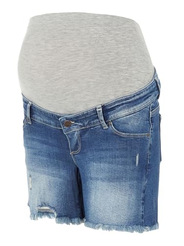 mamalicious-damen-mlhampshire-slim-destroy-denim-shorts-leichte-jersey-shorts-f- image 8