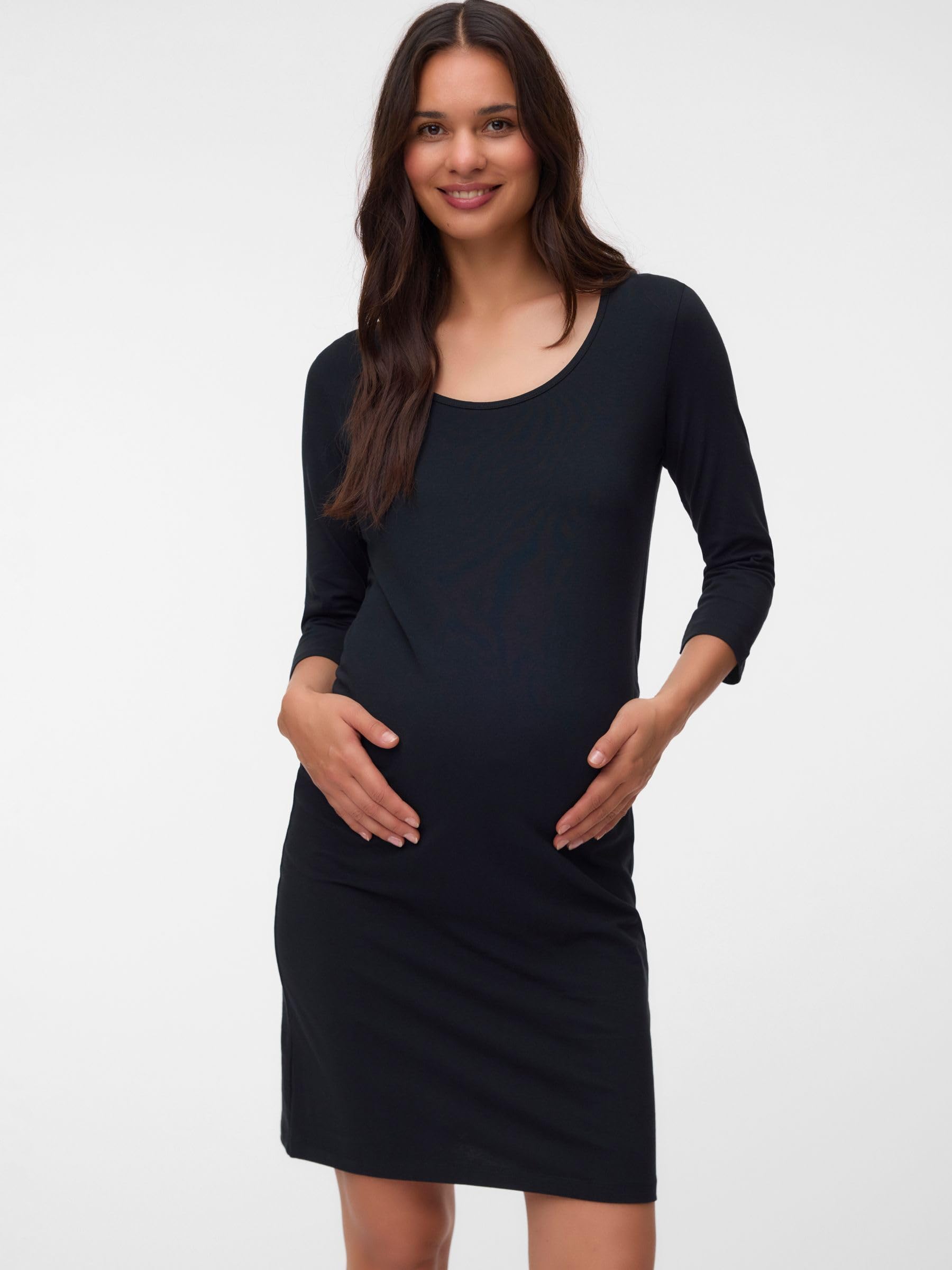 mamalicious-mllea-umstandskleid-einfarbiges-jersey-kleid-mit-3-4-rmeln image 2