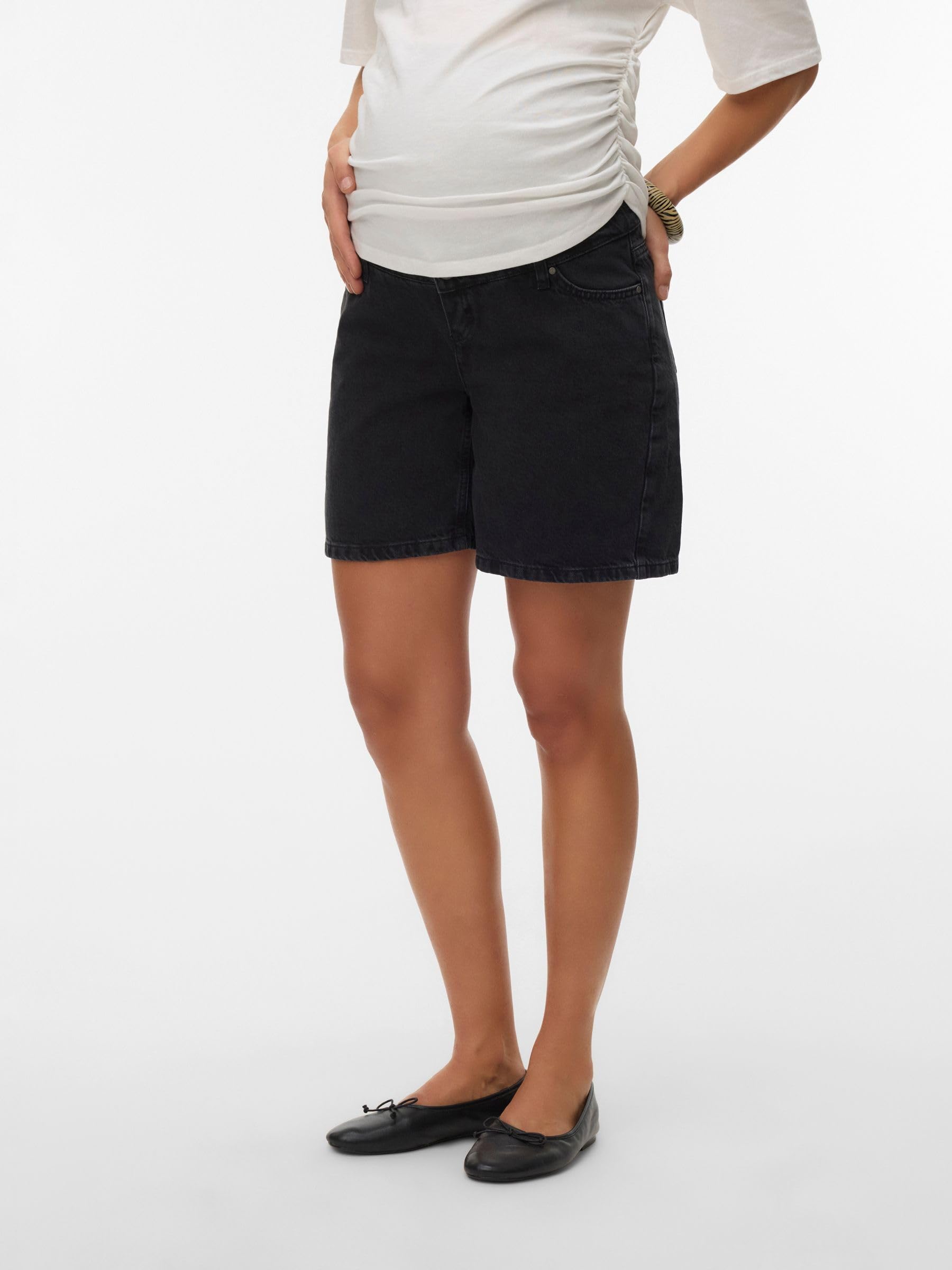 mamalicious-mlmila-umstands-jeans-shorts-mit-mid-rise-5-pocket-design-und-bauchb image 2