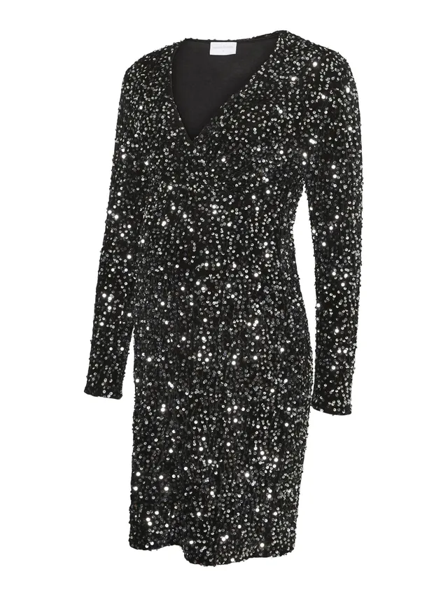 mamalicious-mlsassy-umstandskleid-party-kleid-mit-langarm-v-ausschnitt-und-glitz image 1