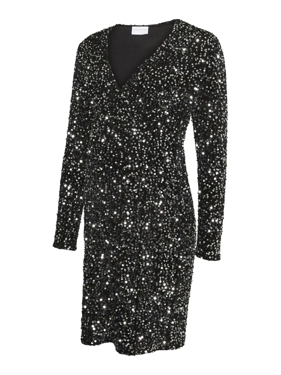 mamalicious-mlsassy-umstandskleid-party-kleid-mit-langarm-v-ausschnitt-und-glitz image 1