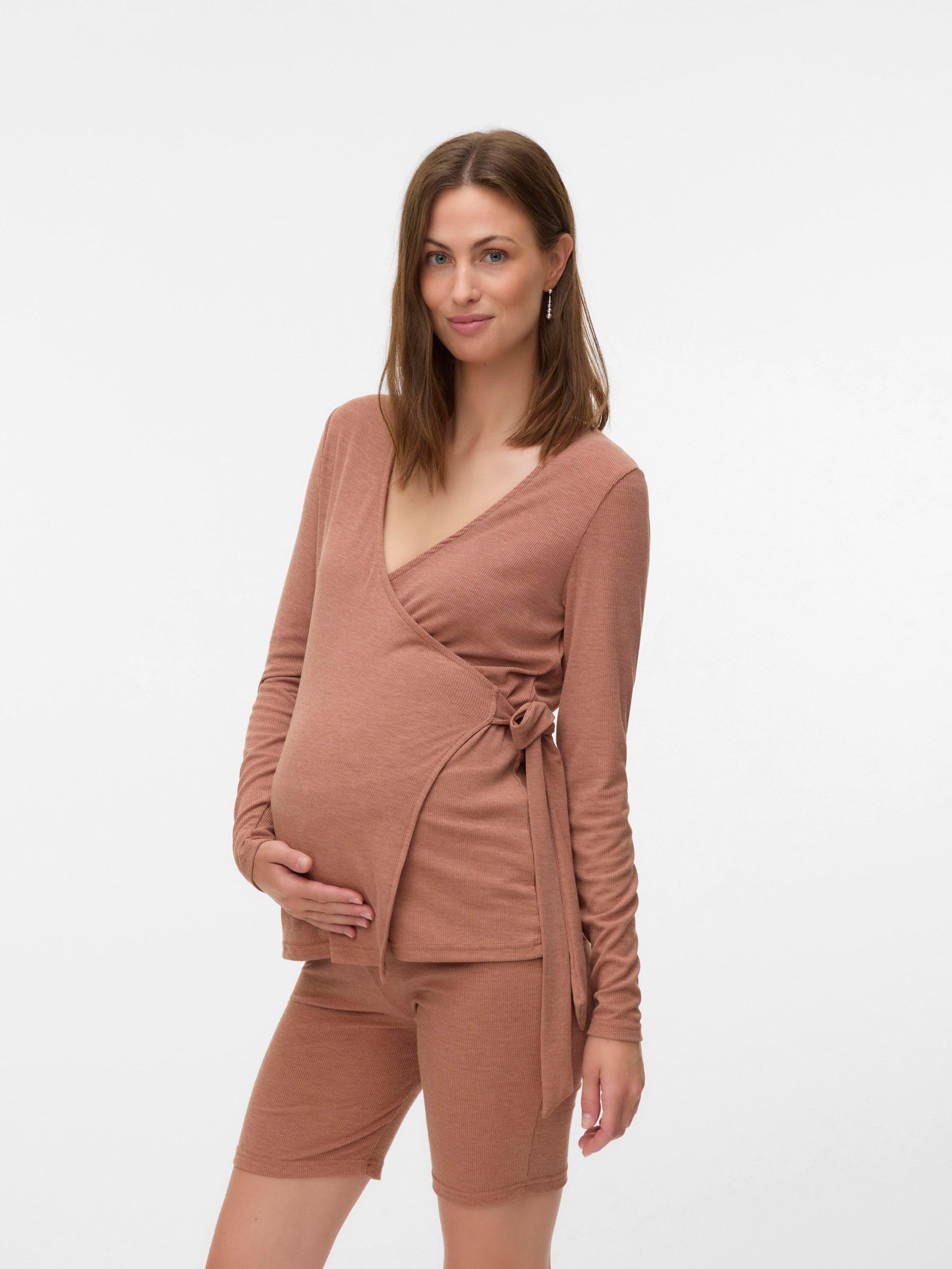 mamalicious-2-teiliges-loungewear-set-v-ausschnitt-langarm-stilllage-unter-wicke image 5