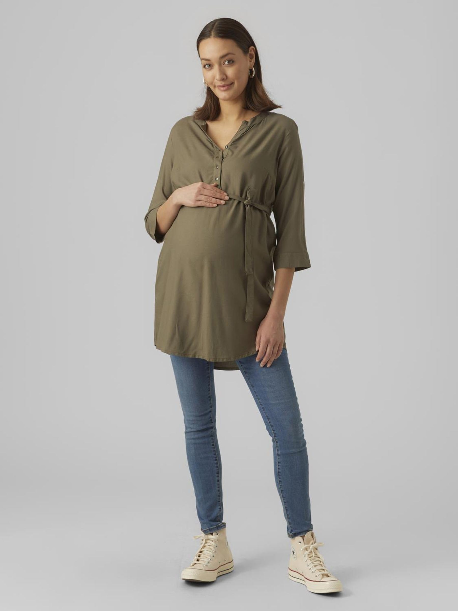 mamalicious-umstands-tunika-oberteil-mlpilar-einfarbige-langarm-bluse-mit-knopfl image 7