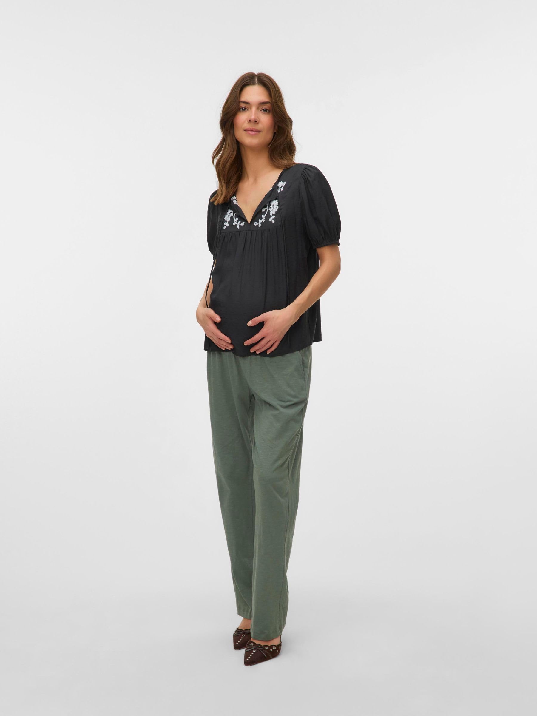 mamalicious-stillbluse-mlpilar-mit-rundhals-ballon-rmeln-und-elastischen-b-ndche image 4