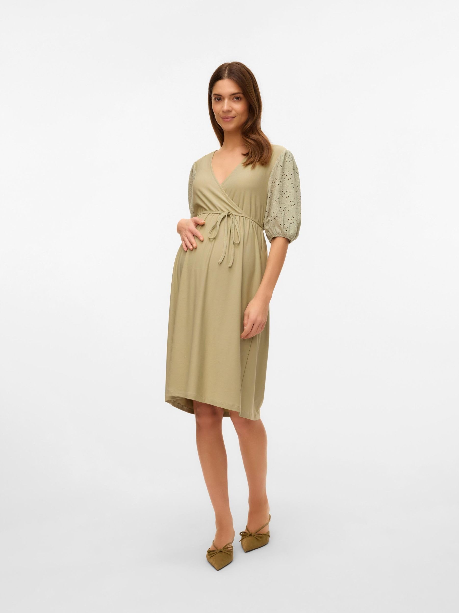 mamalicious-mlannaline-umstandskleid-v-ausschnitt-3-4-arm-knielang-wickel-stillf image 5