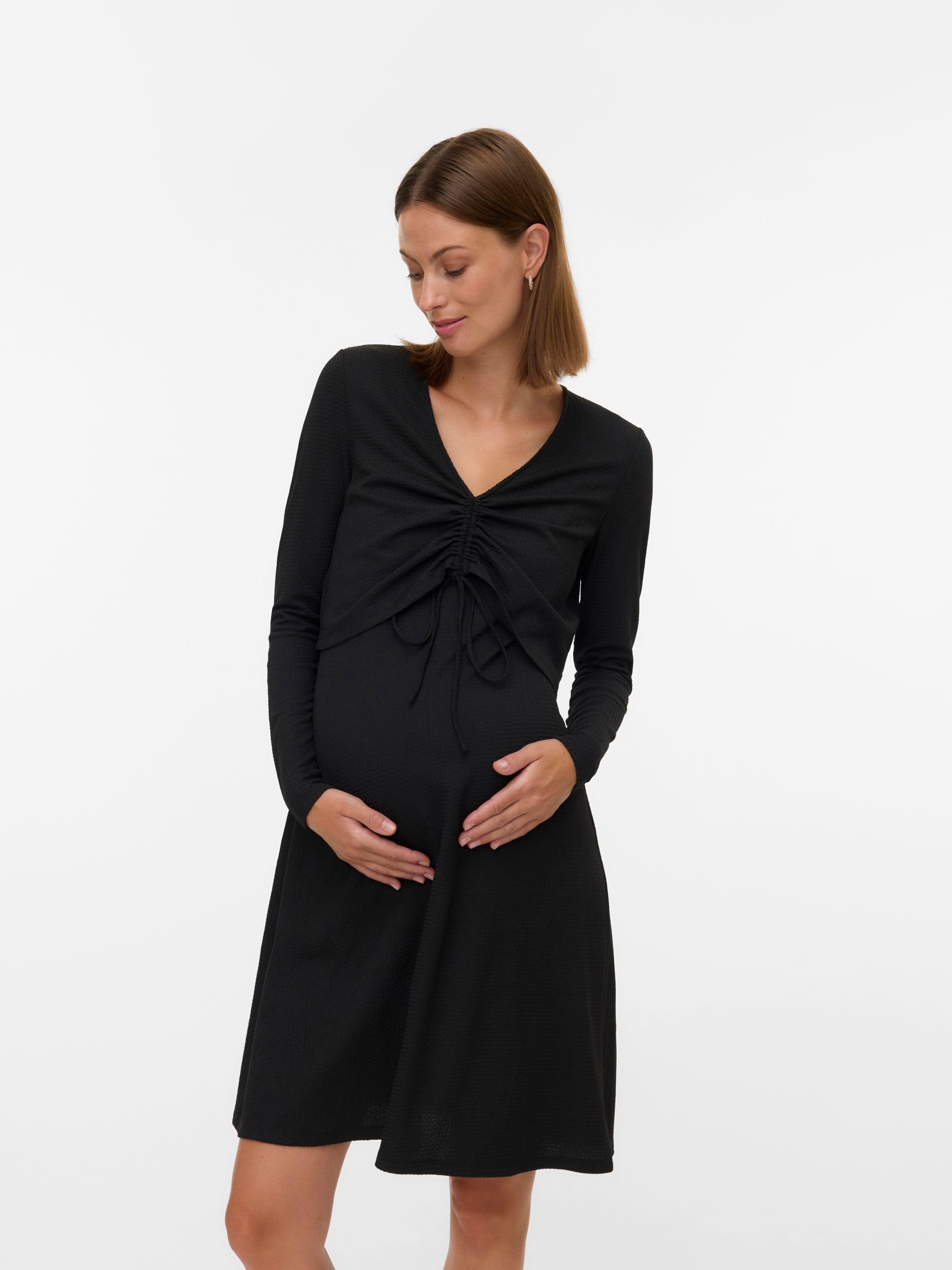 mamalicious-umstandskleid-mlselima-normal-geschnittenes-langarm-stillkleid-mit-v image 2
