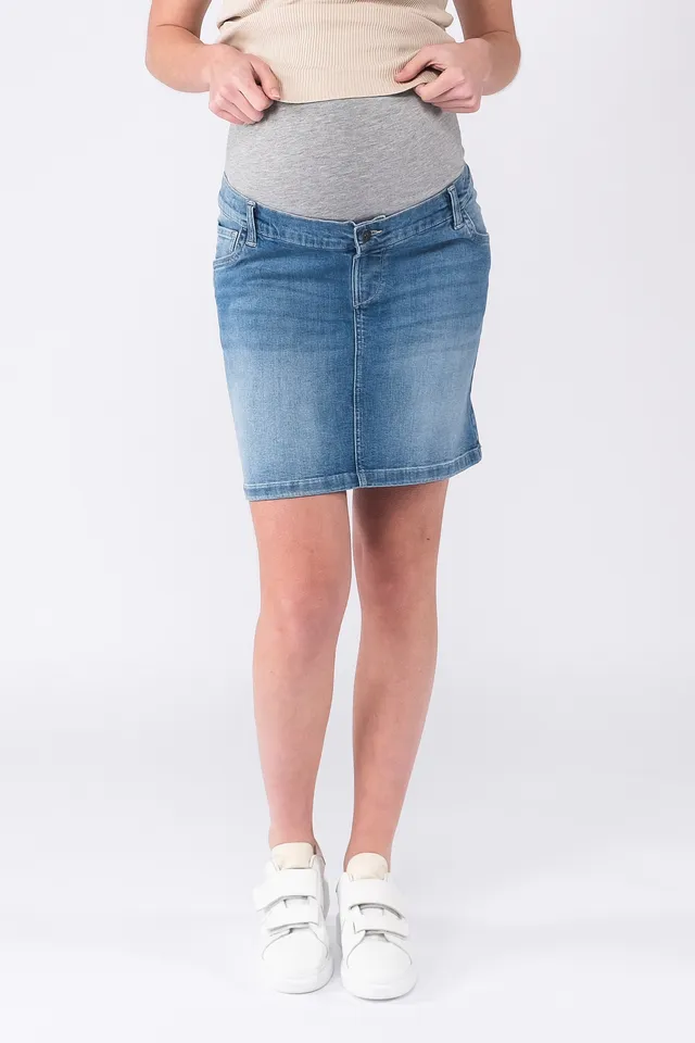 love2wait-jeansrock-denim-umstandsrock-mit-weichem-bund-stone-wash image 1