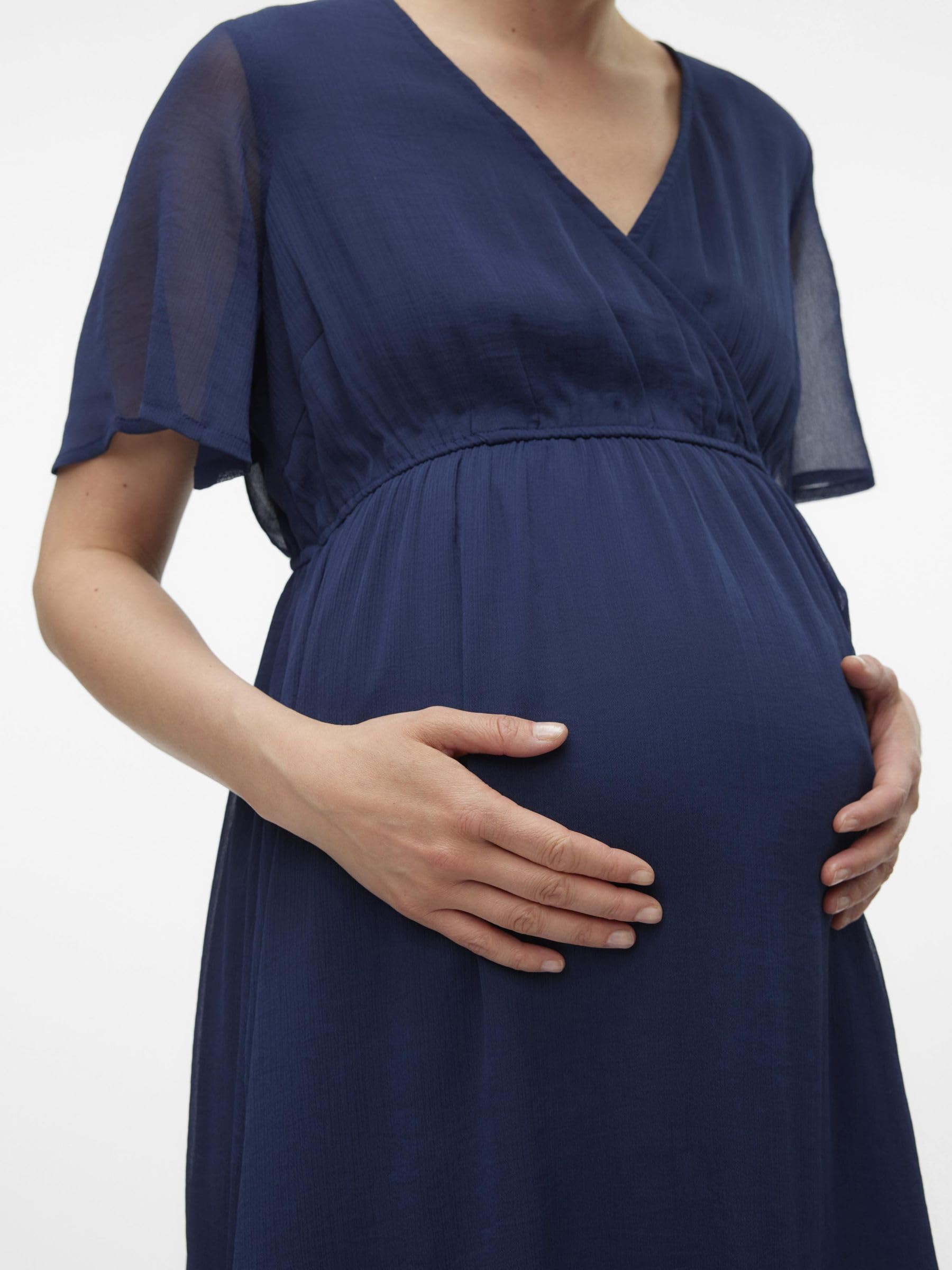 mamalicious-mluna-umstandskleid-party-kleid-mit-kurzarm-v-ausschnitt-und-midi-l- image 5