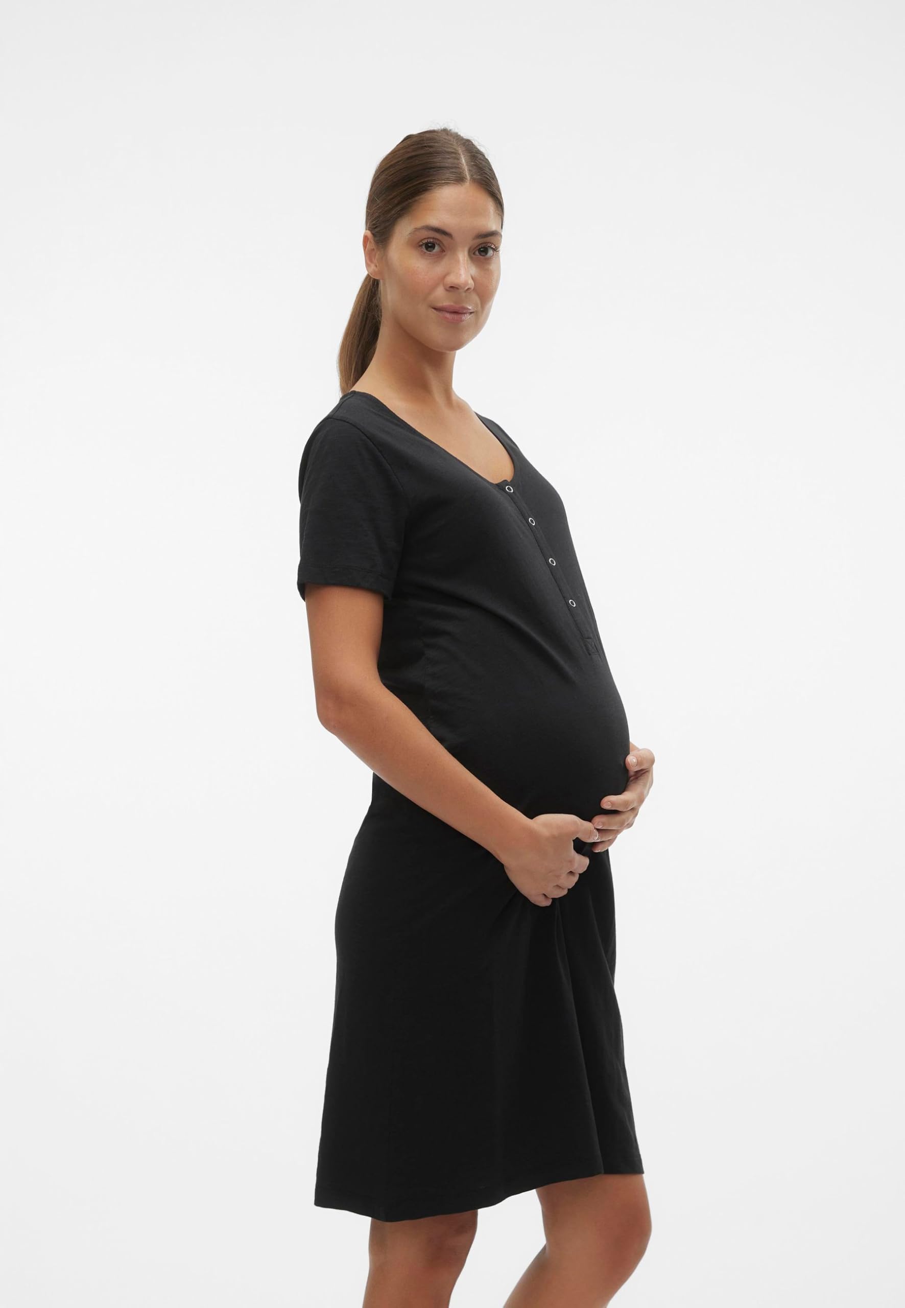 mamalicious-mlmira-solid-jrs-nachthemd-mit-knopfleiste-und-kurzen-rmeln-1er-pack image 4