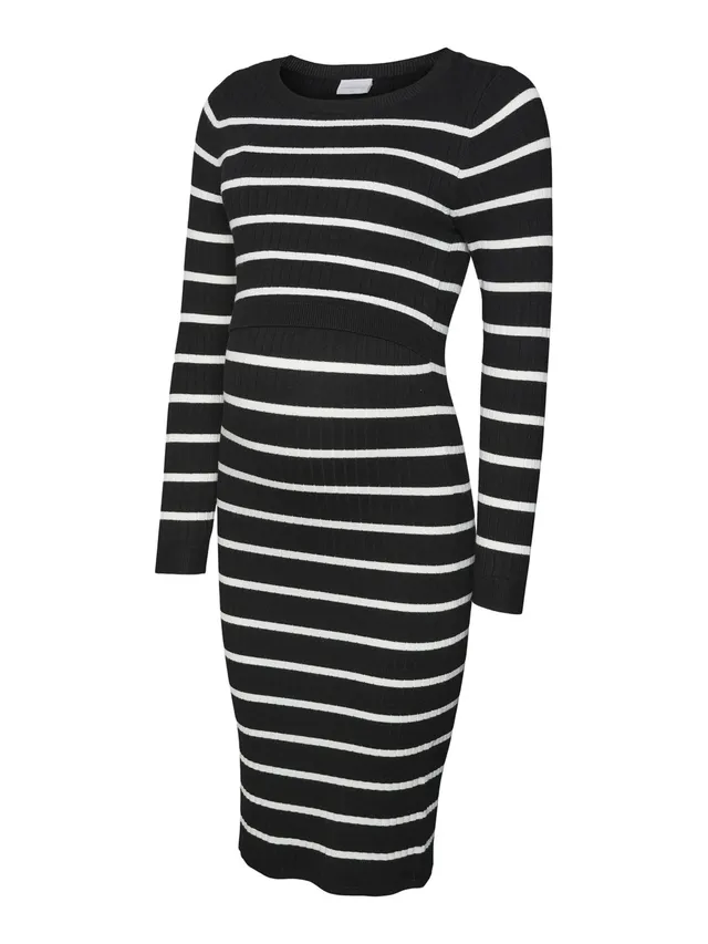mamalicious-mlnewsiv-strickkleid-umstandskleid-langarm-rundhals-zweiteiler-naht- image 1