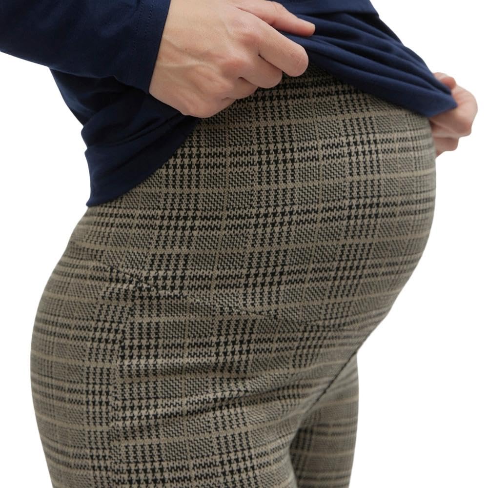 mamalicious-nabi-damenhose-grau-kariert-umstandshose-mit-elastischem-bund-und-ka image 3