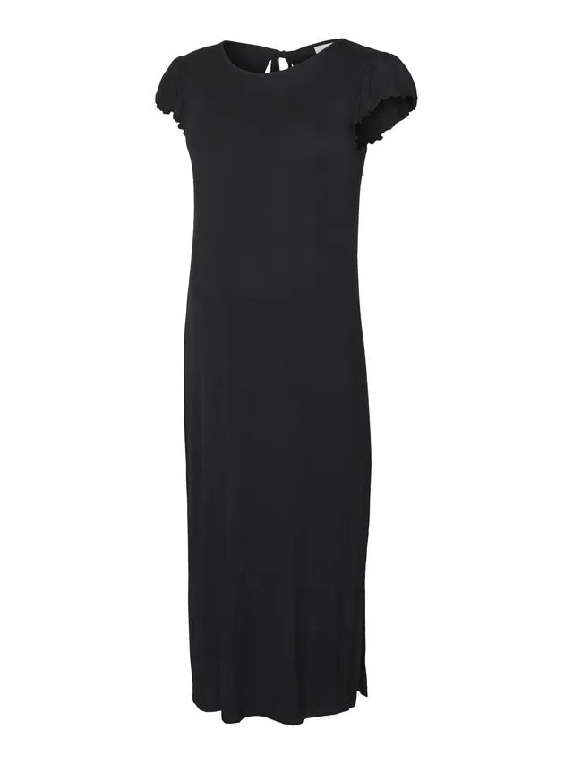 mamalicious-mlmolly-umstandskleid-midi-kleid-mit-rundhals-kappen-rmeln-bindeg-rt image 1