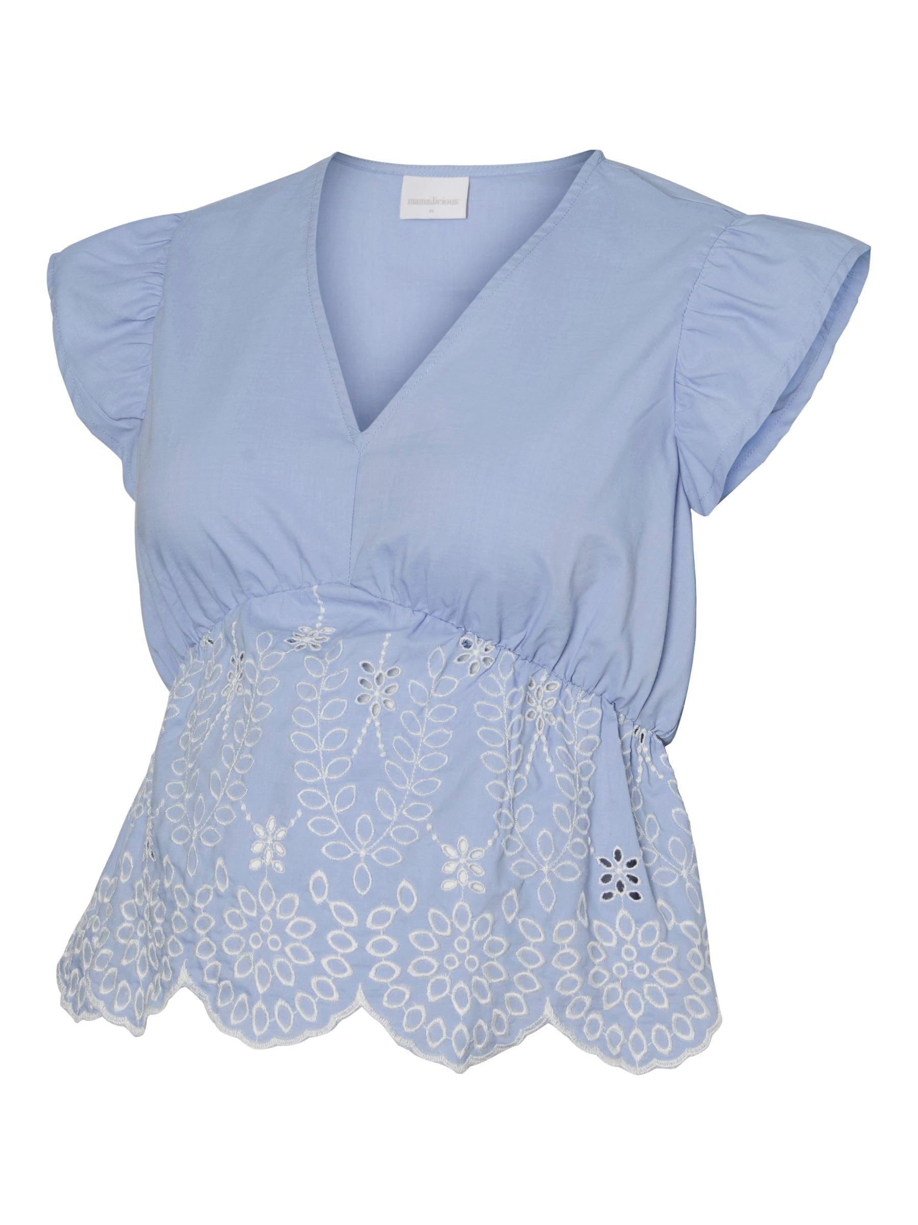 mamalicious-mlpilar-umstandsbluse-mit-v-ausschnitt-und-lochstickerei image 1